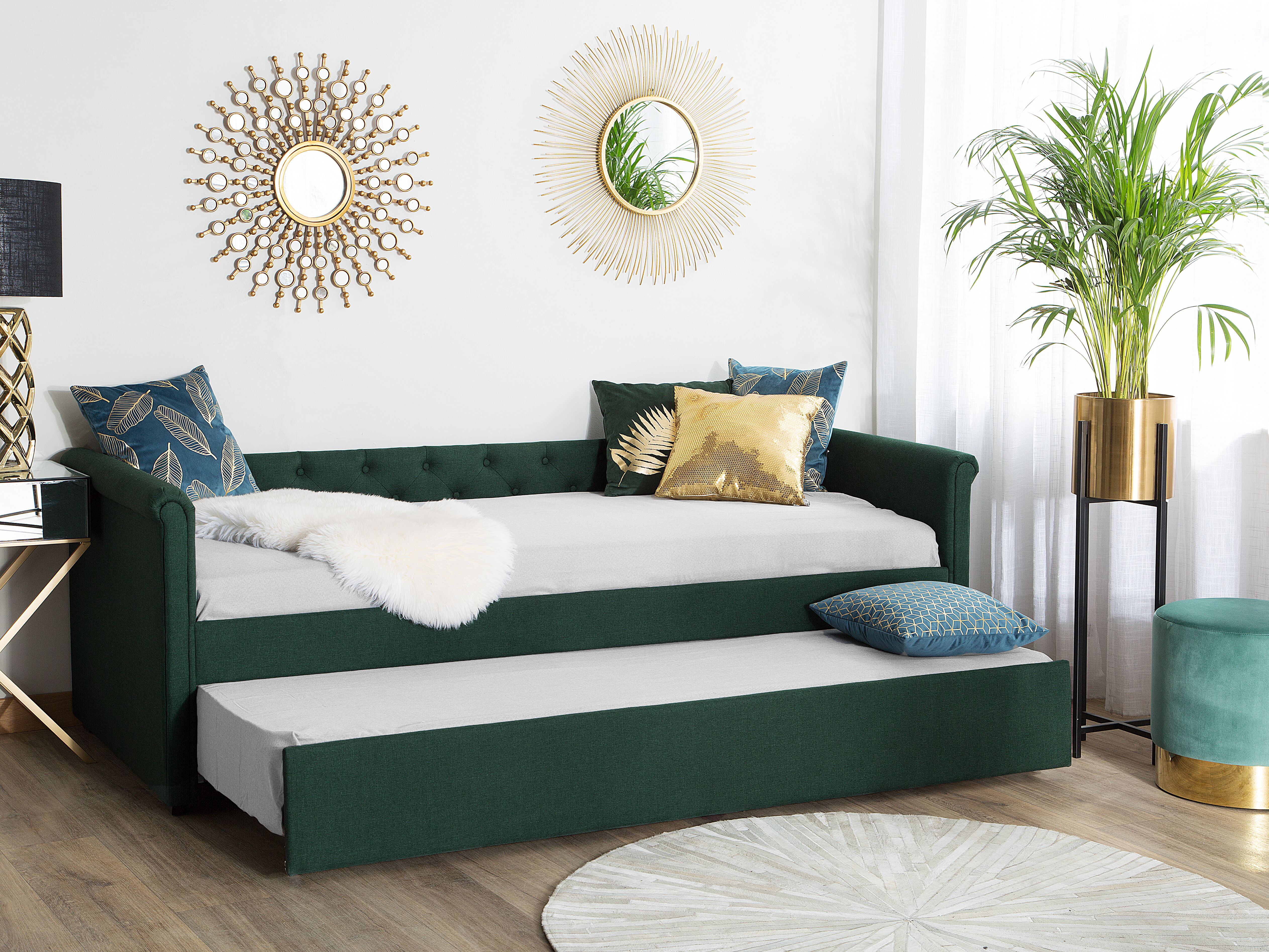 Trundle Bed Fabric LIBOURNE 80 x 200 cm (EU Small Single) Dark Green