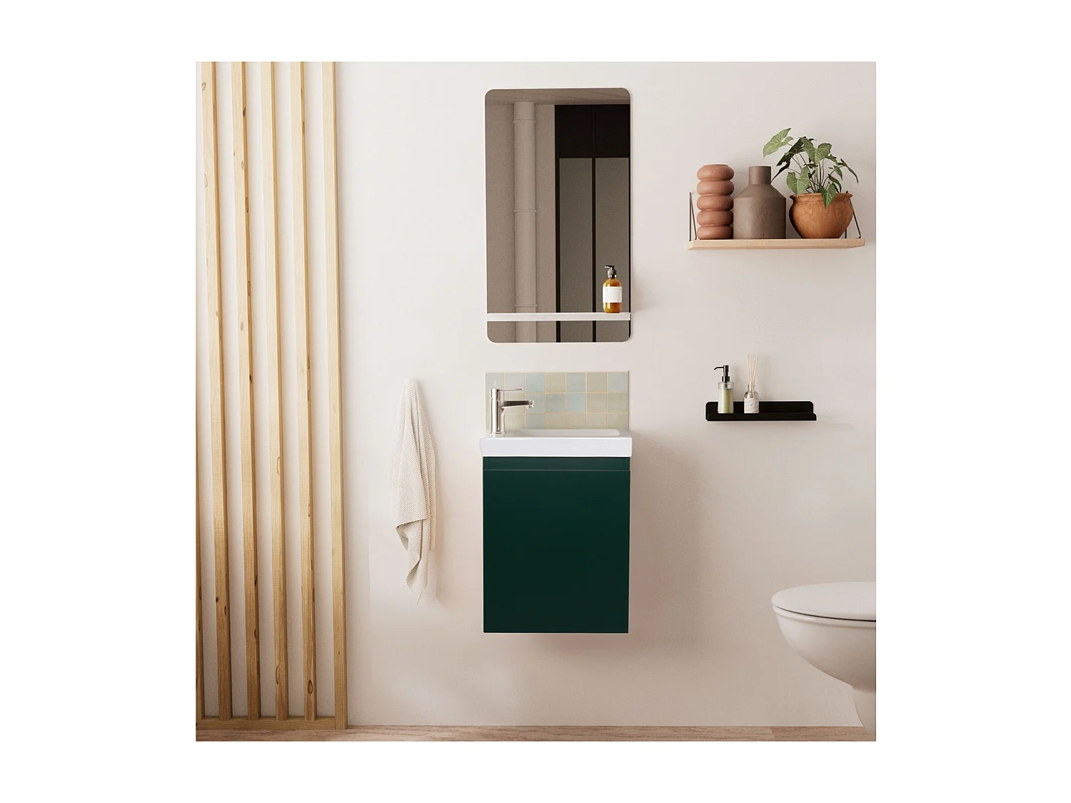 Meuble lave-mains LISA + miroir tablette