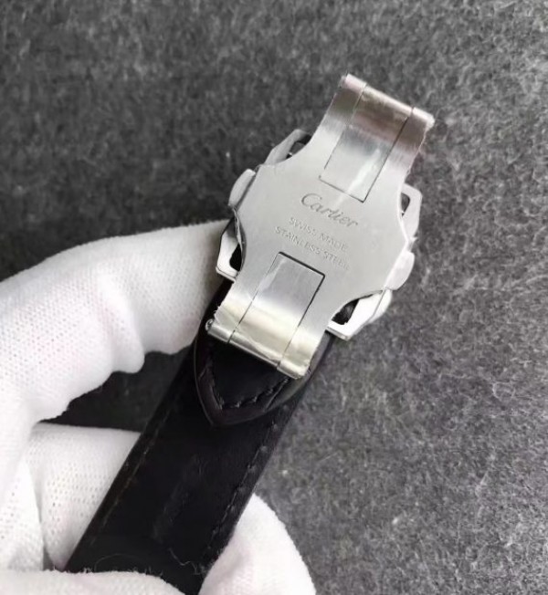 Replica Cartier Santos 100 33mm SS White Dial Black Leather Strap SEIKO NH05A - Top club