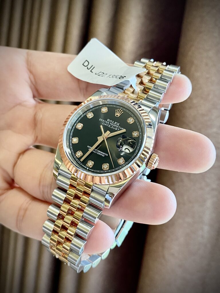Rolex Replica Watches DateJust Black Dial Gold Wrapped GM Factory 36mm - Elite Watch Atelier
