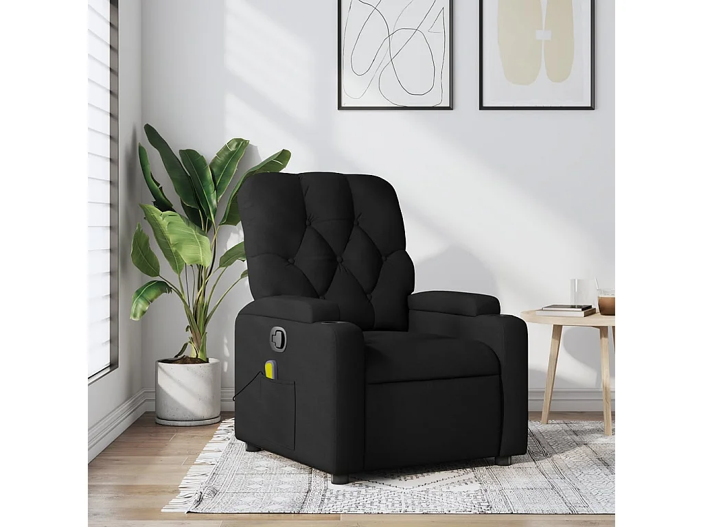 Fauteuil inclinable-Chaise de relax-Fauteuil de Massage noir tissu SHL1868