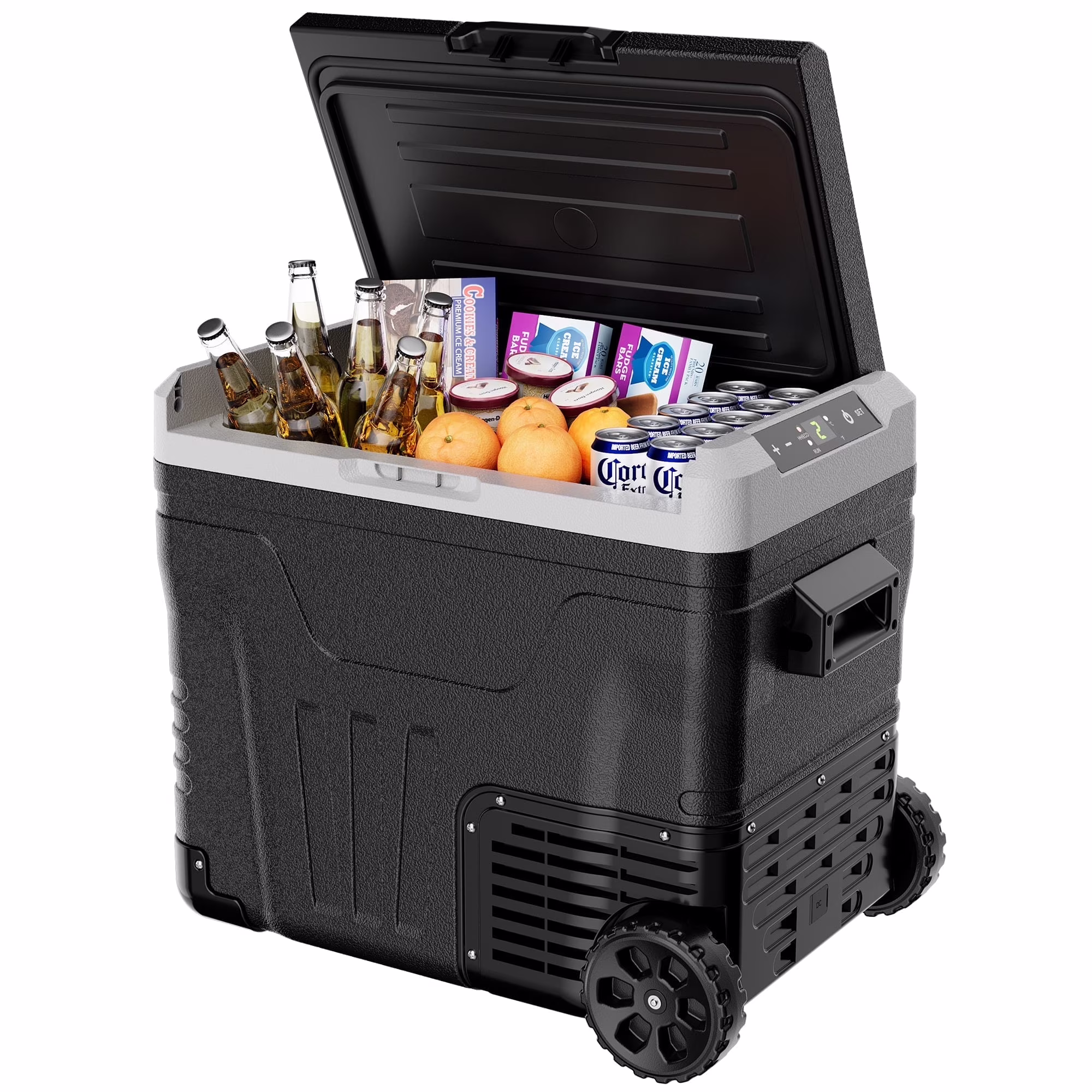 Simzlife 12V Car Refrigerator, 37QT Electric Cooler DC/AC, -4�H~68�H, RV Freezer Fridge Cooler with Wheels & 2 Baskets - Image 3