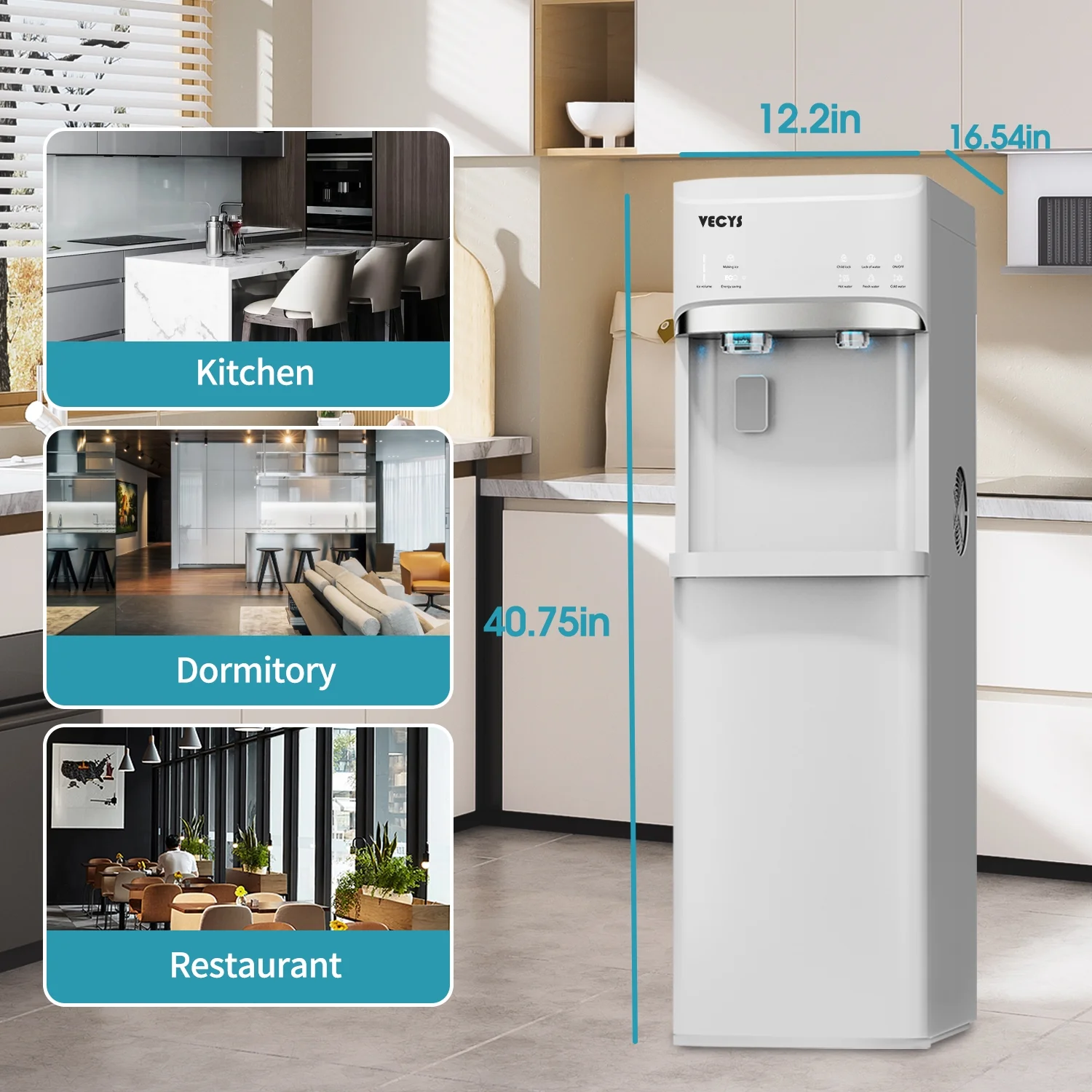 VECYS 5 gal Water Dispenser with Ice Maker, Self-clean & Child Lock - Image 13