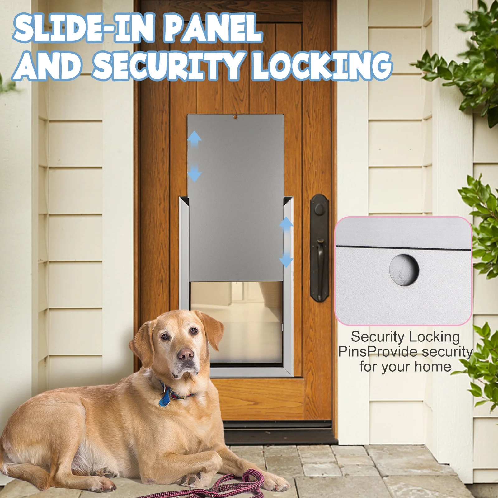SHZOND Large Dog Door Aluminum Dog Doors W/Extra-Large Flap 17.5" W x 27.7" H Doggie Doors for Large Dog Up to 220lbs - Image 3