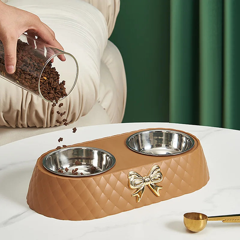 ChicPet | Elegante Roestvrijstalen Voer- en Waterbak Set