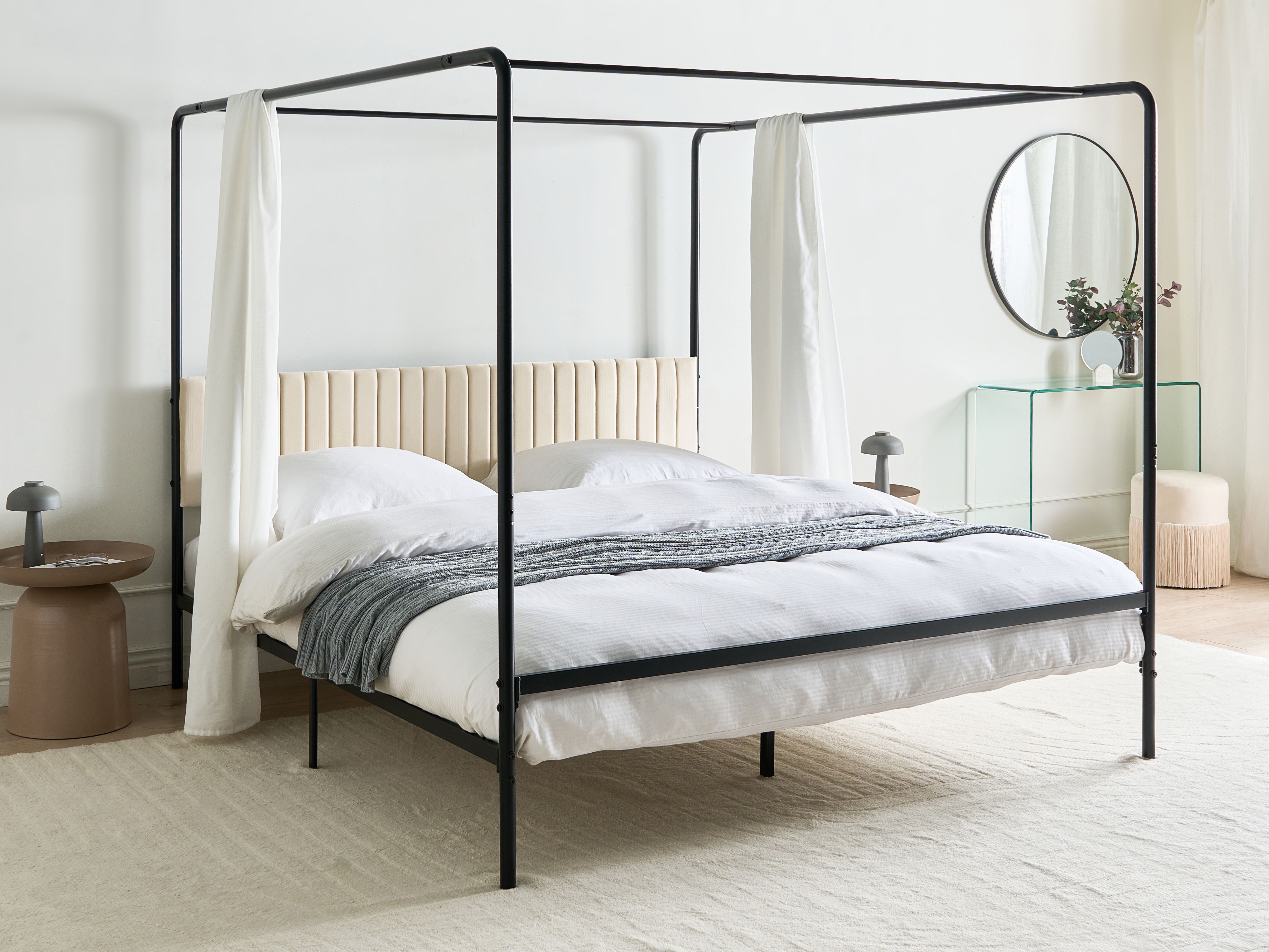Four Poster Bed Metal MIRABEAU 180 x 200 cm (EU Super King) Black