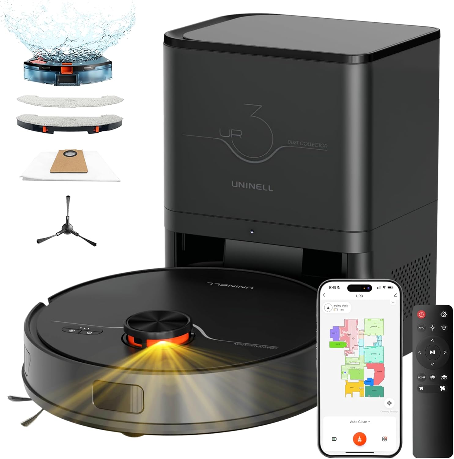 Robot Vacuum and Mop Combo with Self-Emptying, Robotic Vacuum Cleaner 7000Pa & LiDAR Navigation, 180 Mins,90 Days Capacity, Home Mapping, for Pet Hair/Hard Floors/Carpets, App/Alexa Control