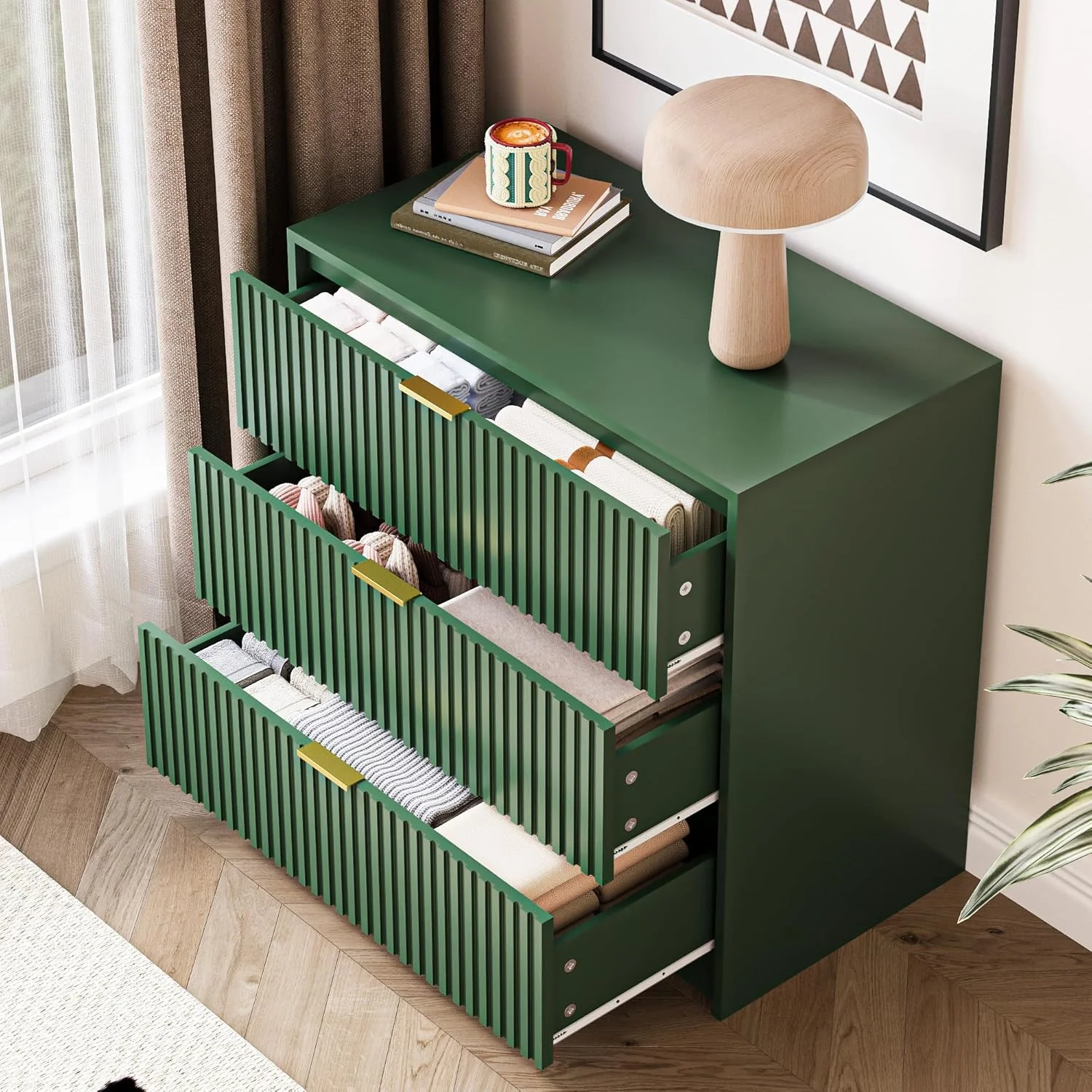 Furniway Black Dresser for Bedroom, 8 Drawer Double Dresser, Modern Chest of Drawers for Bedroom, Living Room, Entryway and Closet, 55" L x 15.7" D x 37.4" H - Image 15
