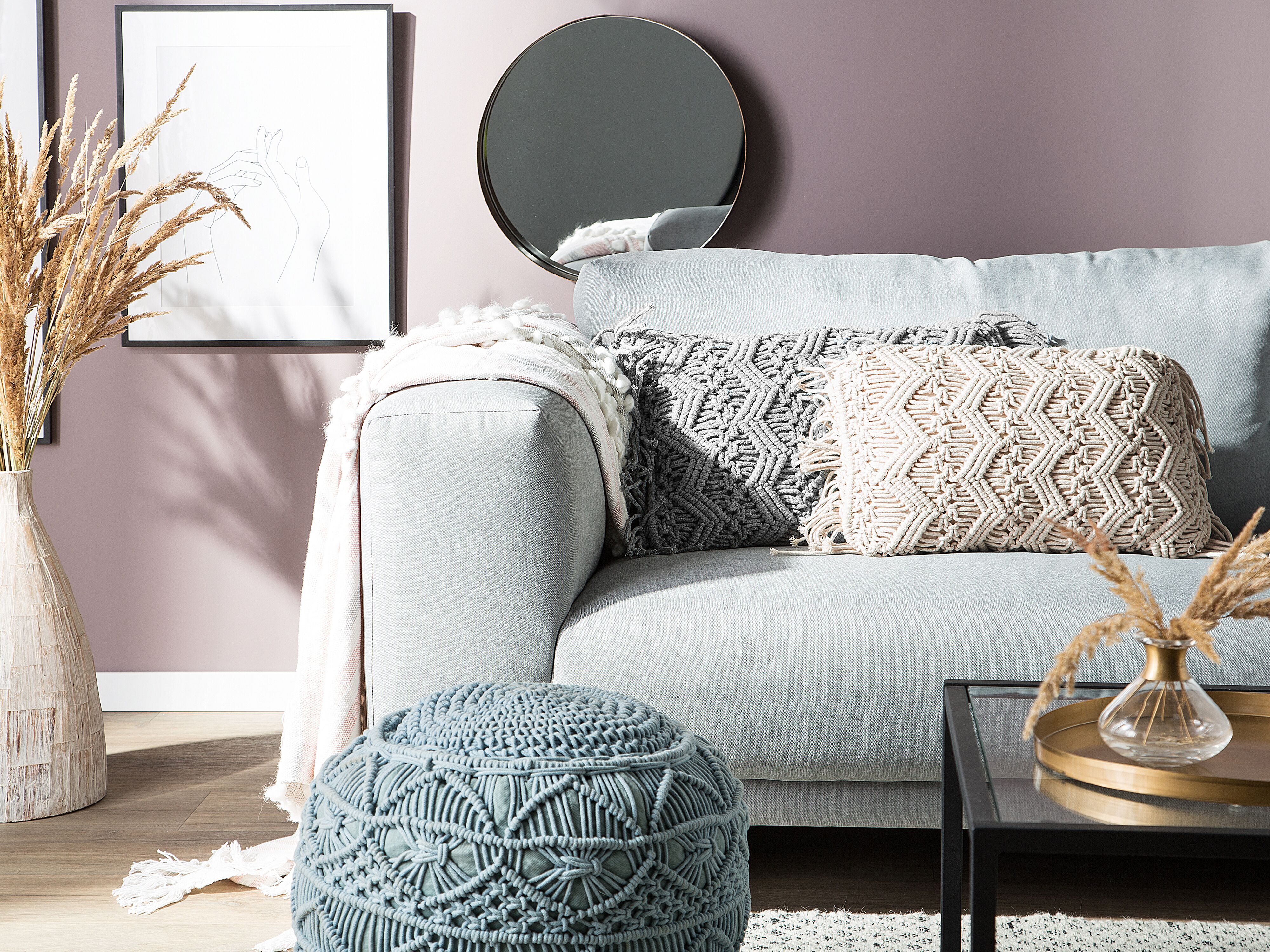 Throw Cushion KIRIKKALE Cotton 30 x 45 cm Grey Geometric Pattern