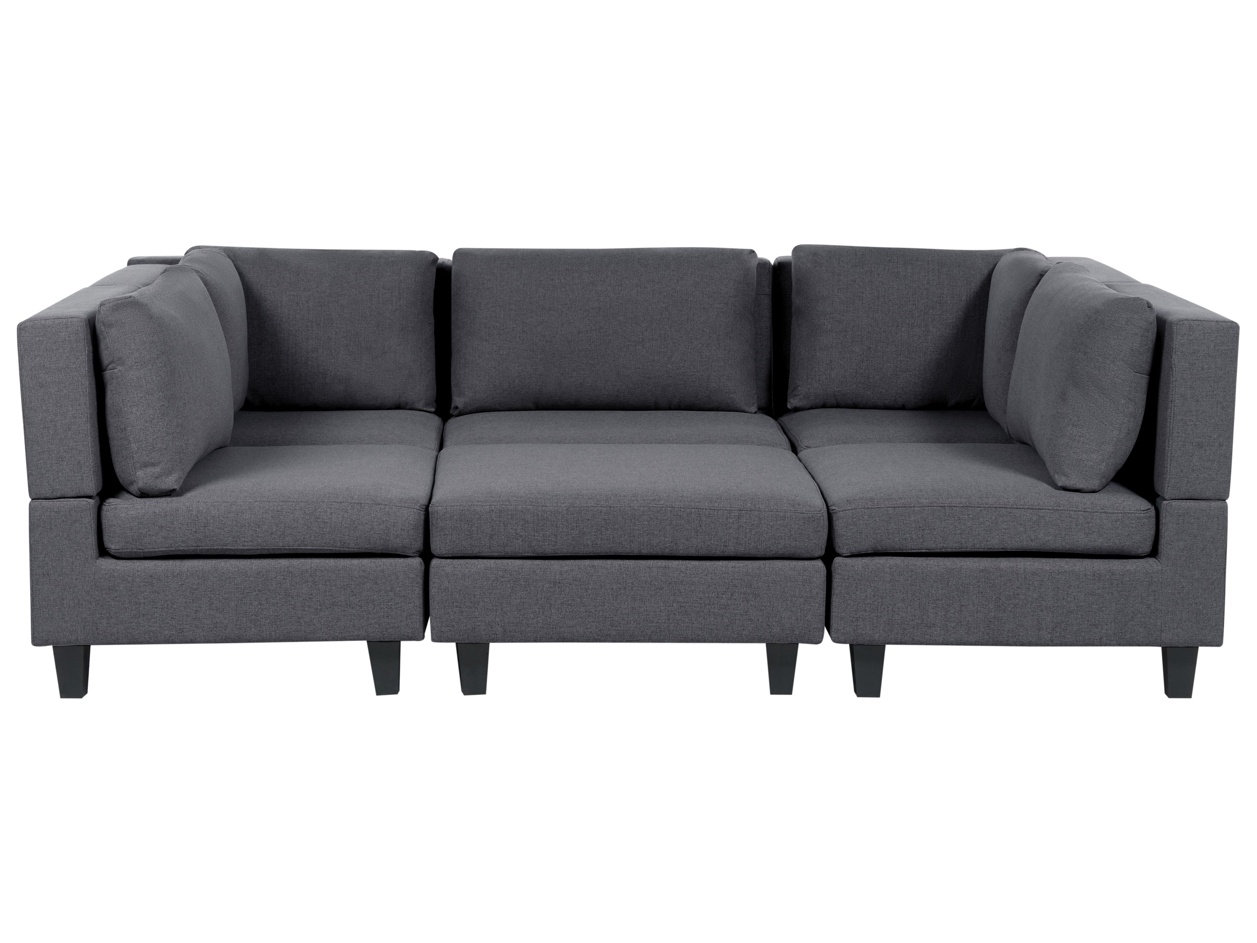 Modular U-Shape Sofa 5 Seater UNSTAD Fabric Dark Grey with Ottoman