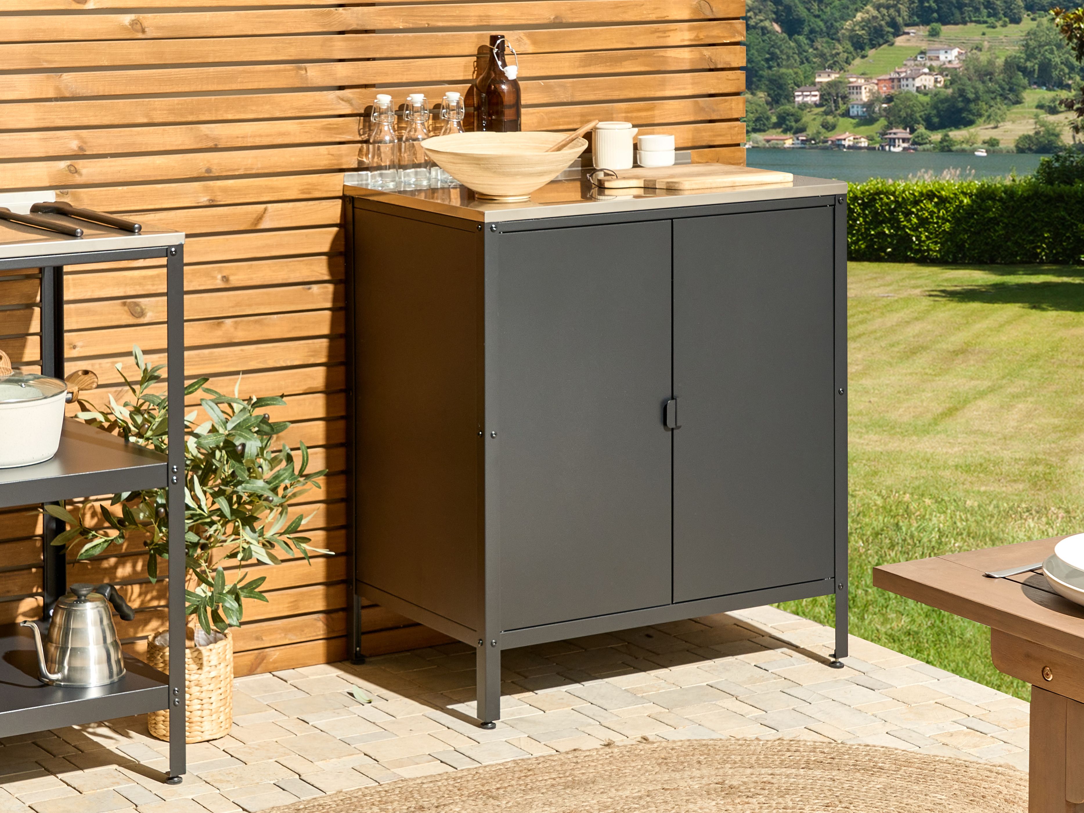 Outdoor Kitchen Cabinet VILAMA Metal Black