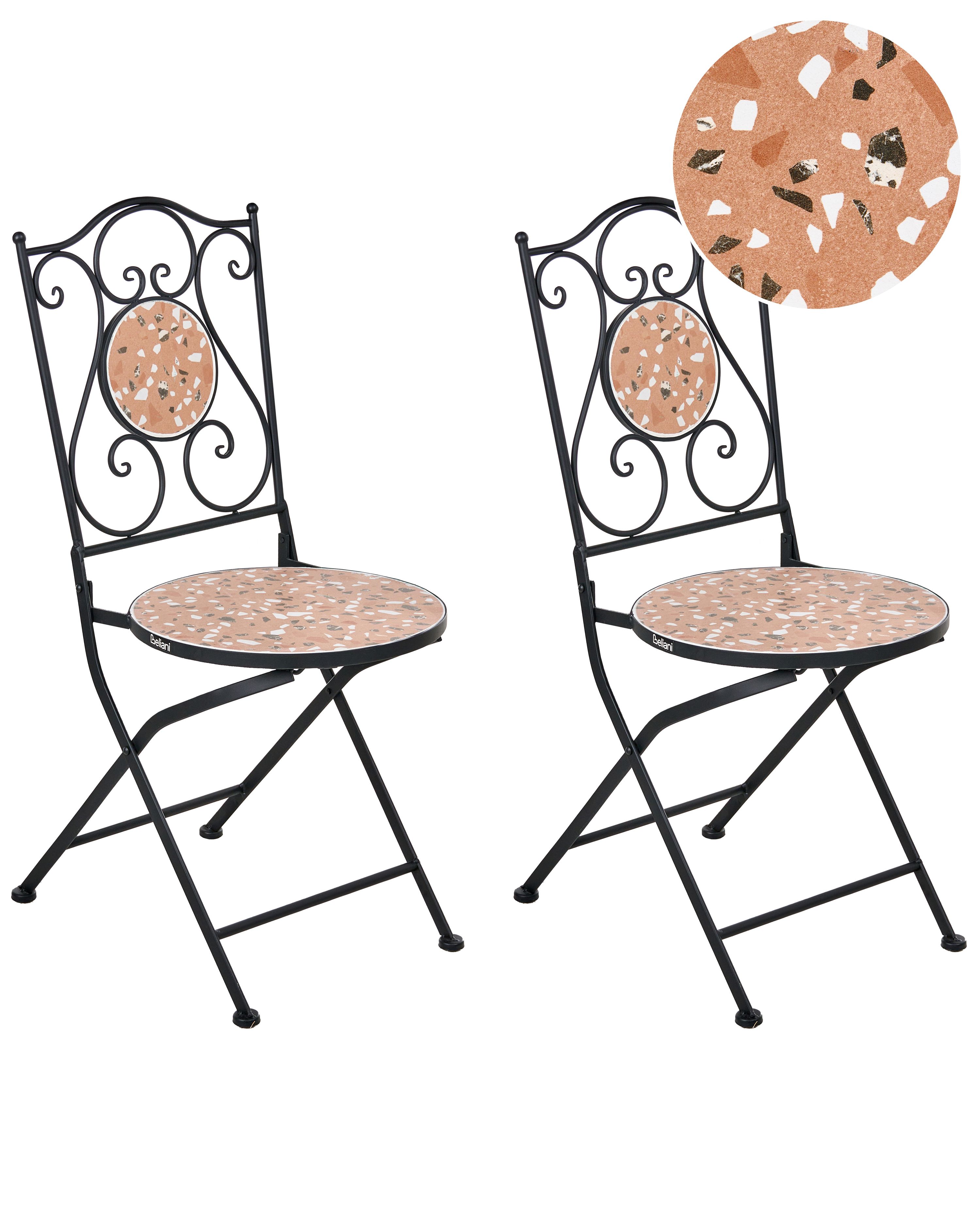 Set of 2 Garden Chairs ADRANO Folding Metal Black