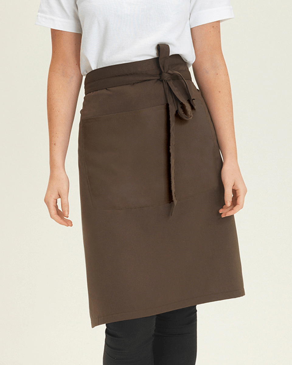 Khaki Custom Embroidery Logo Bistro Half Jean Apron 3 Pocket Bar Waiter Half Canvas Waist Apron