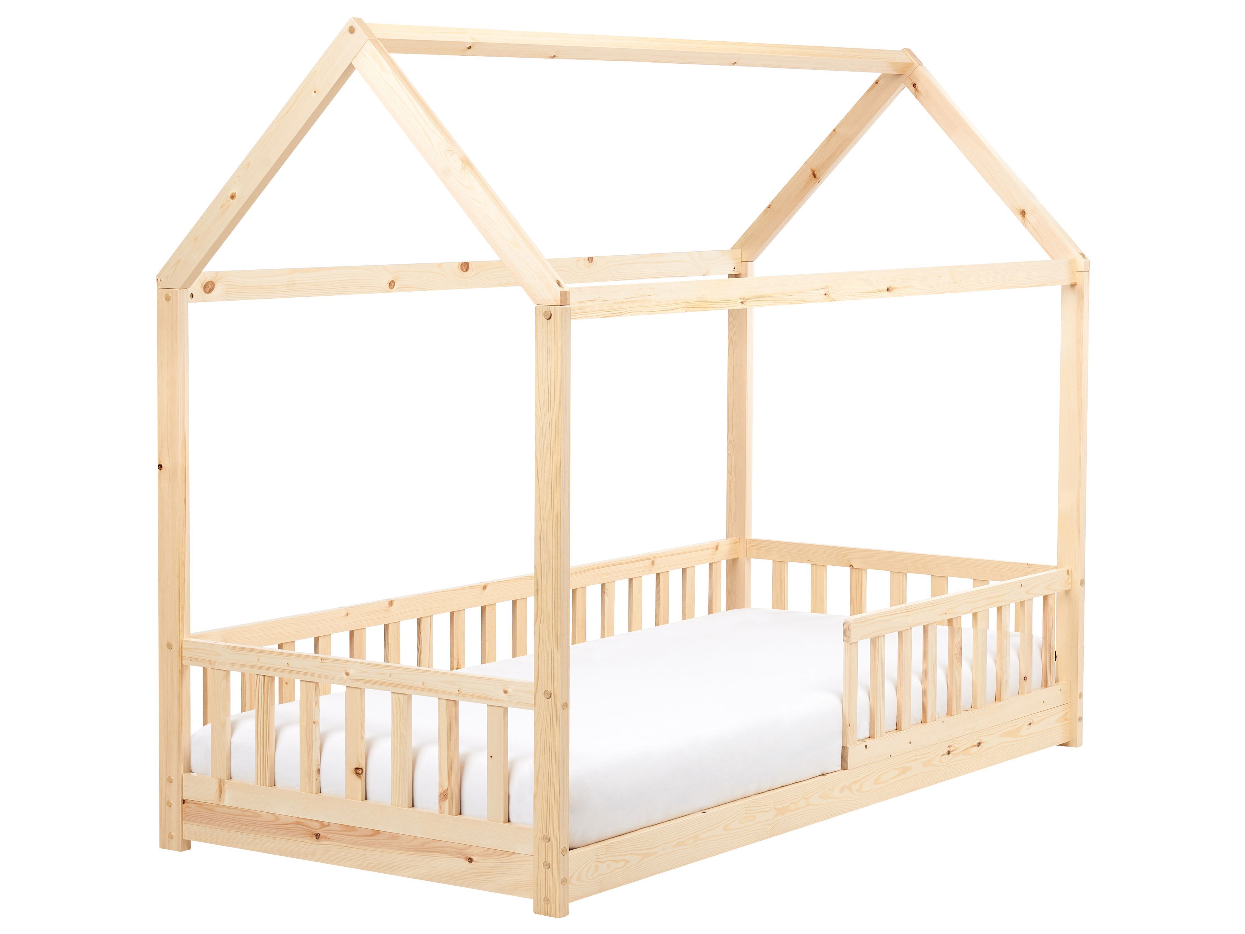 Kids Bed House Pine Wood COSSAYE 90 x 200 cm (EU Single) Light Brown