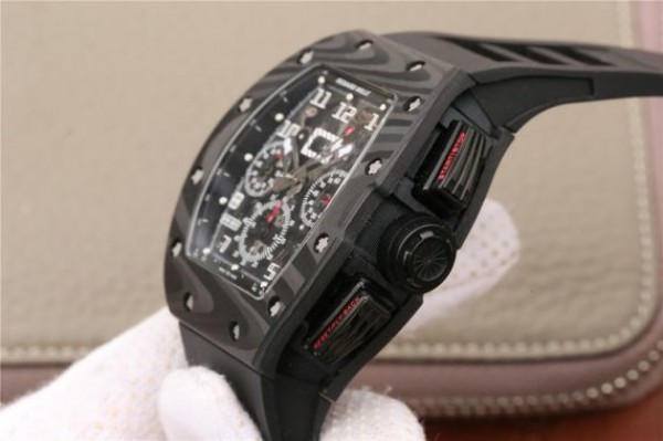 Replica Richard Mille RM011 NTPT Carbon Case Chronograph KVF Crystal Skeleton Dial White Black Rubber Strap A7750 - Top club