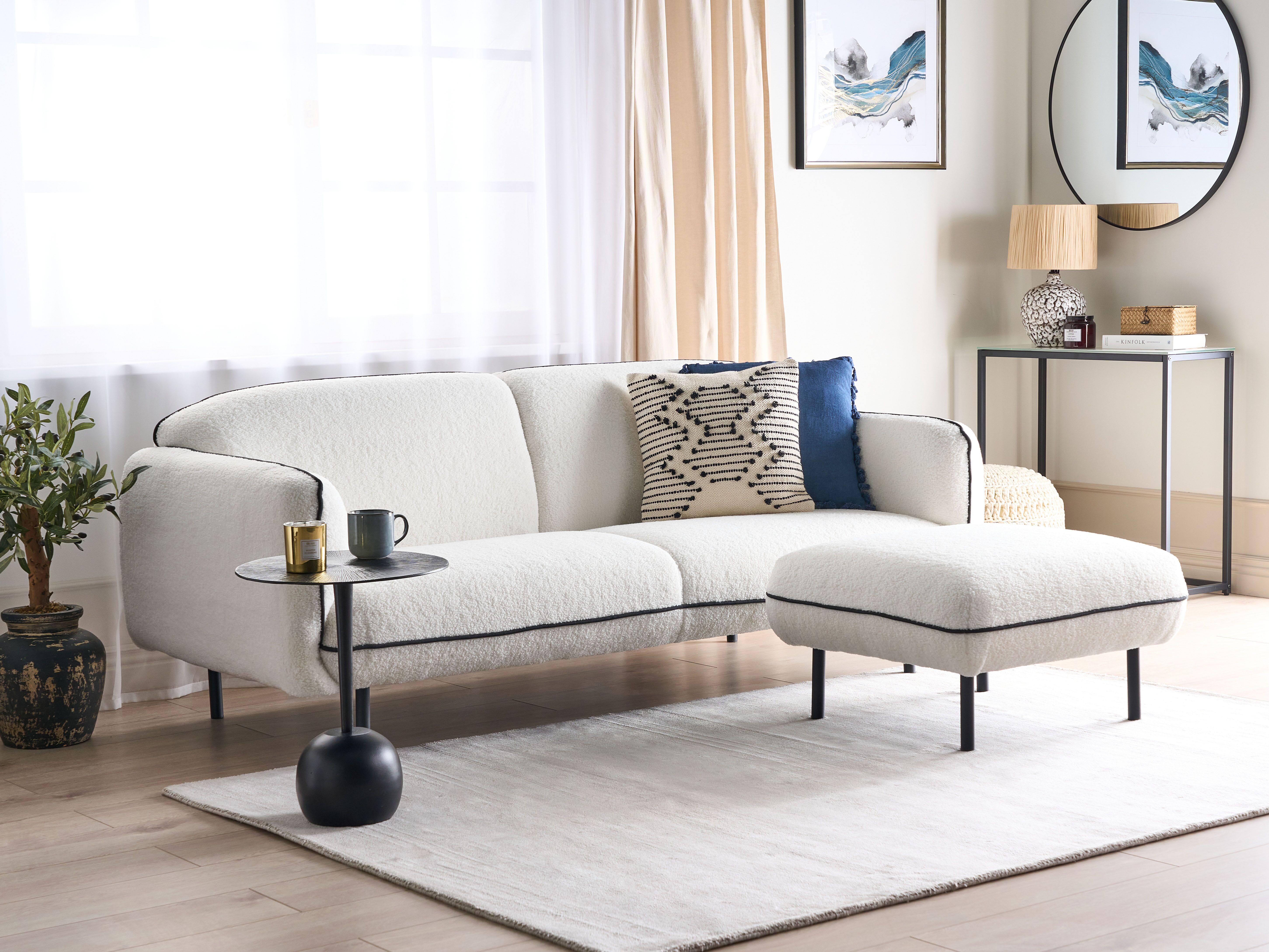 Sofa 3 Seater TONSBERG Boucle White with Ottoman