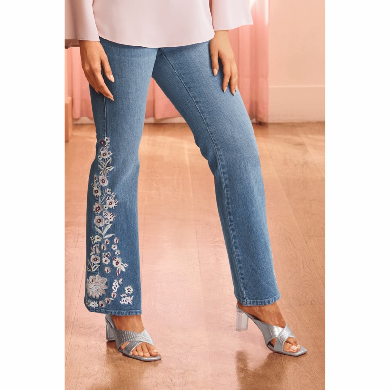 Frankie Floral-Embroidered Jean - MIDNIGHT VELVET CATALOG