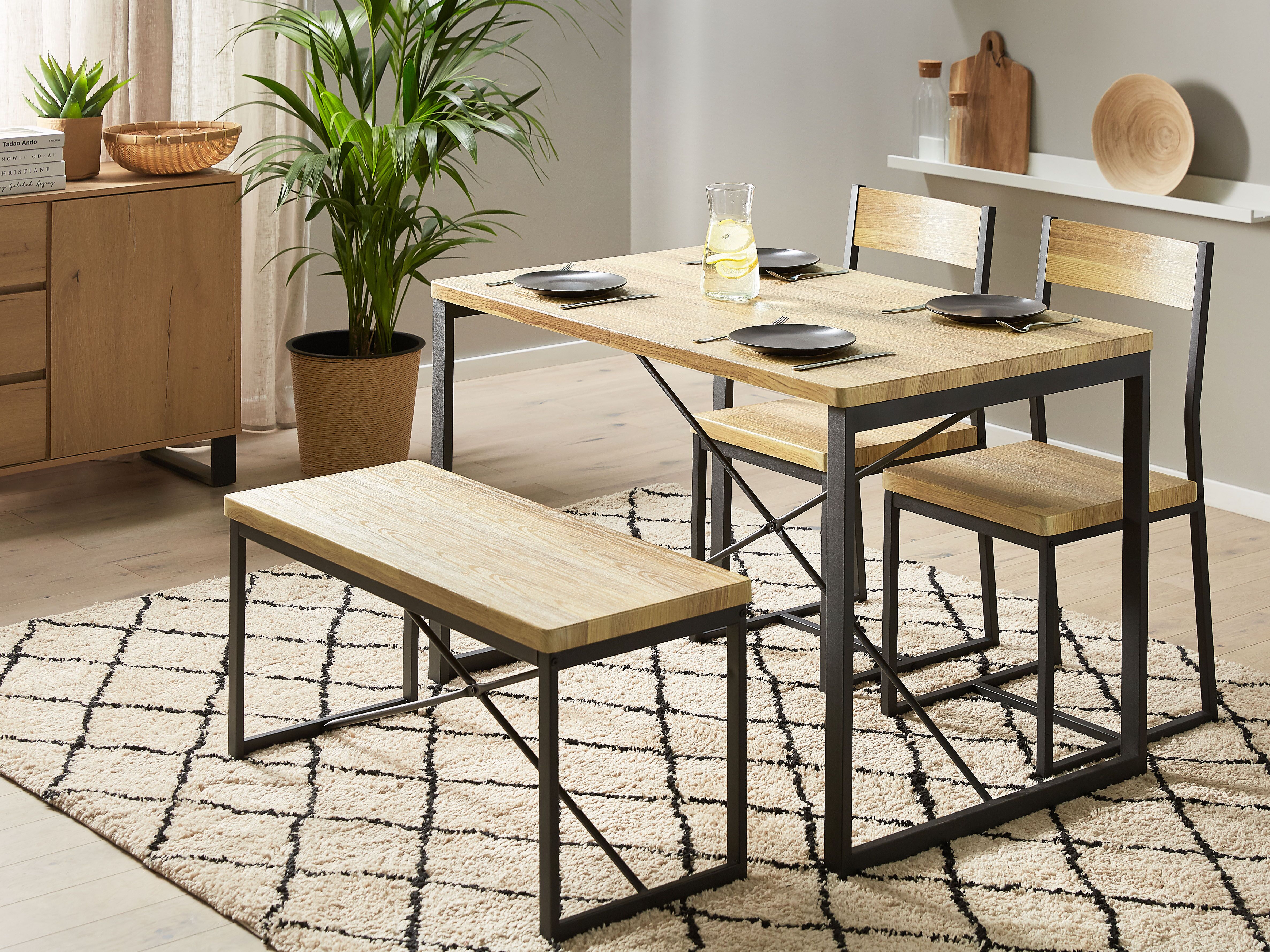Dining Set FLIXTON Light Brown 4 Seater