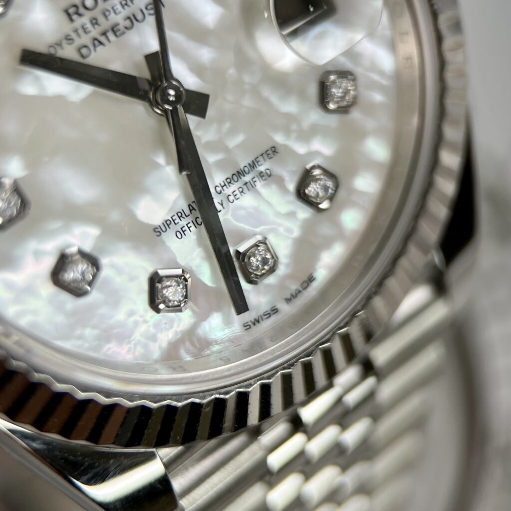 Rolex Replica Watch DateJust Dial Mother Of Pearl Moissanite Diamonds 41mm - Elite Watch Atelier