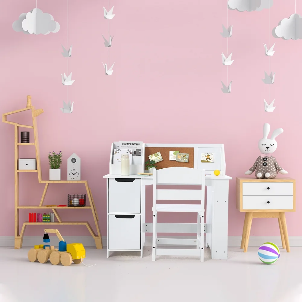 Joyspirit Kids Writing Desk with Chair Set, White