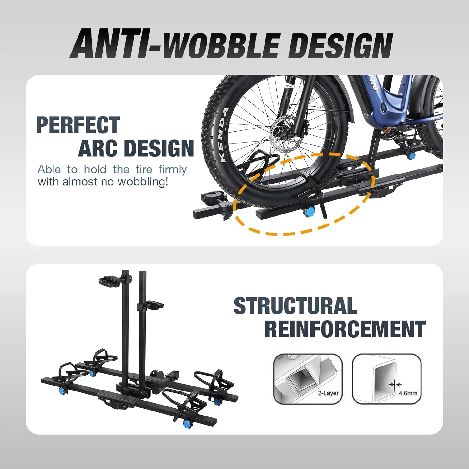Young Electric Ebike Rack, 200lb Capacity, Alloy Steel Hitch Mount, Fits 5-Inch Fat Tire Bikes, 2-Inch Receiver - Image 48