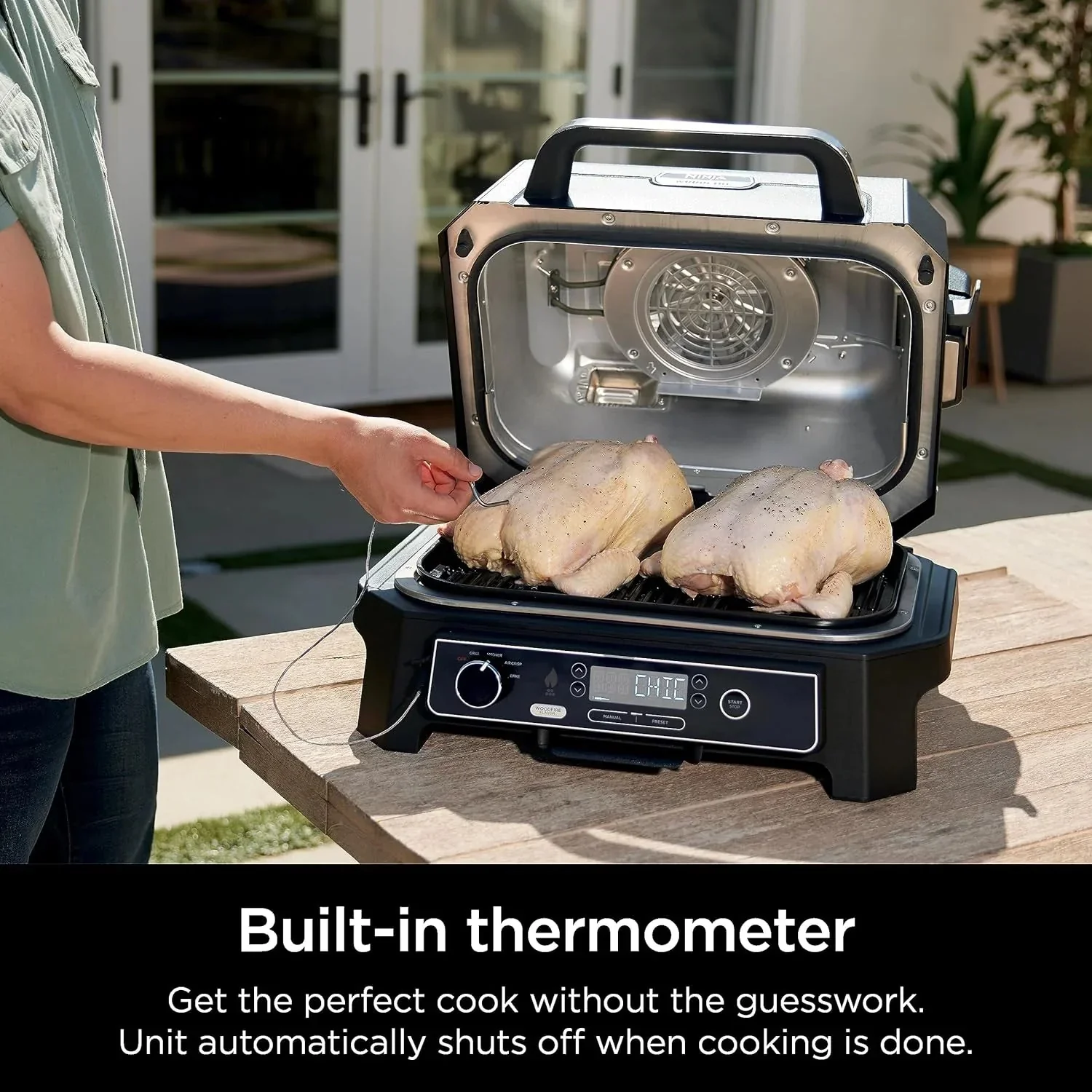 Ninja 7-in-1 Portable Electric Outdoor Grill And Smoker With Thermometer, Grey - OG751BRN - Image 14 Ninja 7-in-1 Portable Electric Outdoor Grill And Smoker With Thermometer, Grey - OG751BRN - Image 14