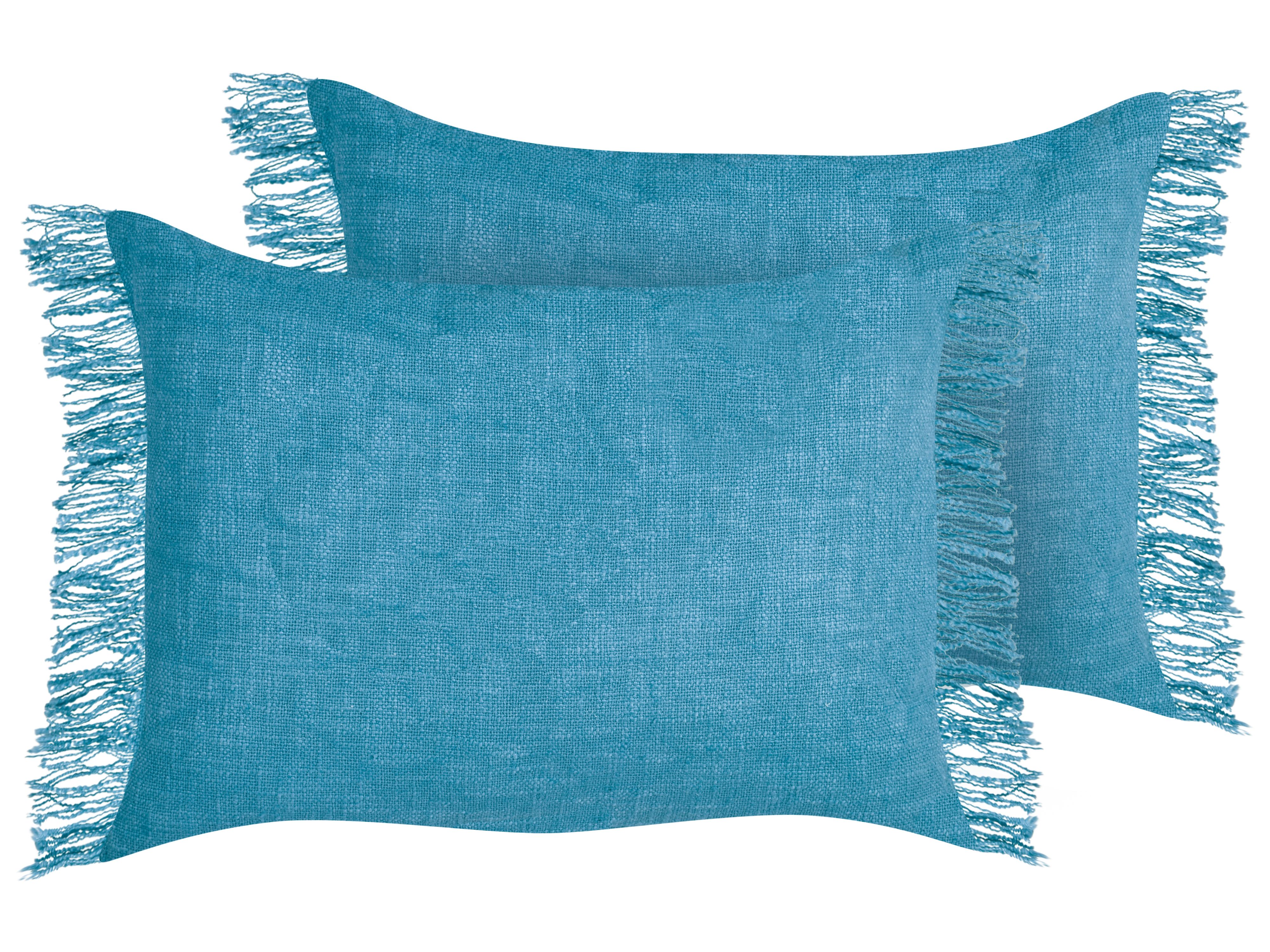 Set of 2 Decorative Cushions MABA Cotton 50 x 35 cm Blue Solid