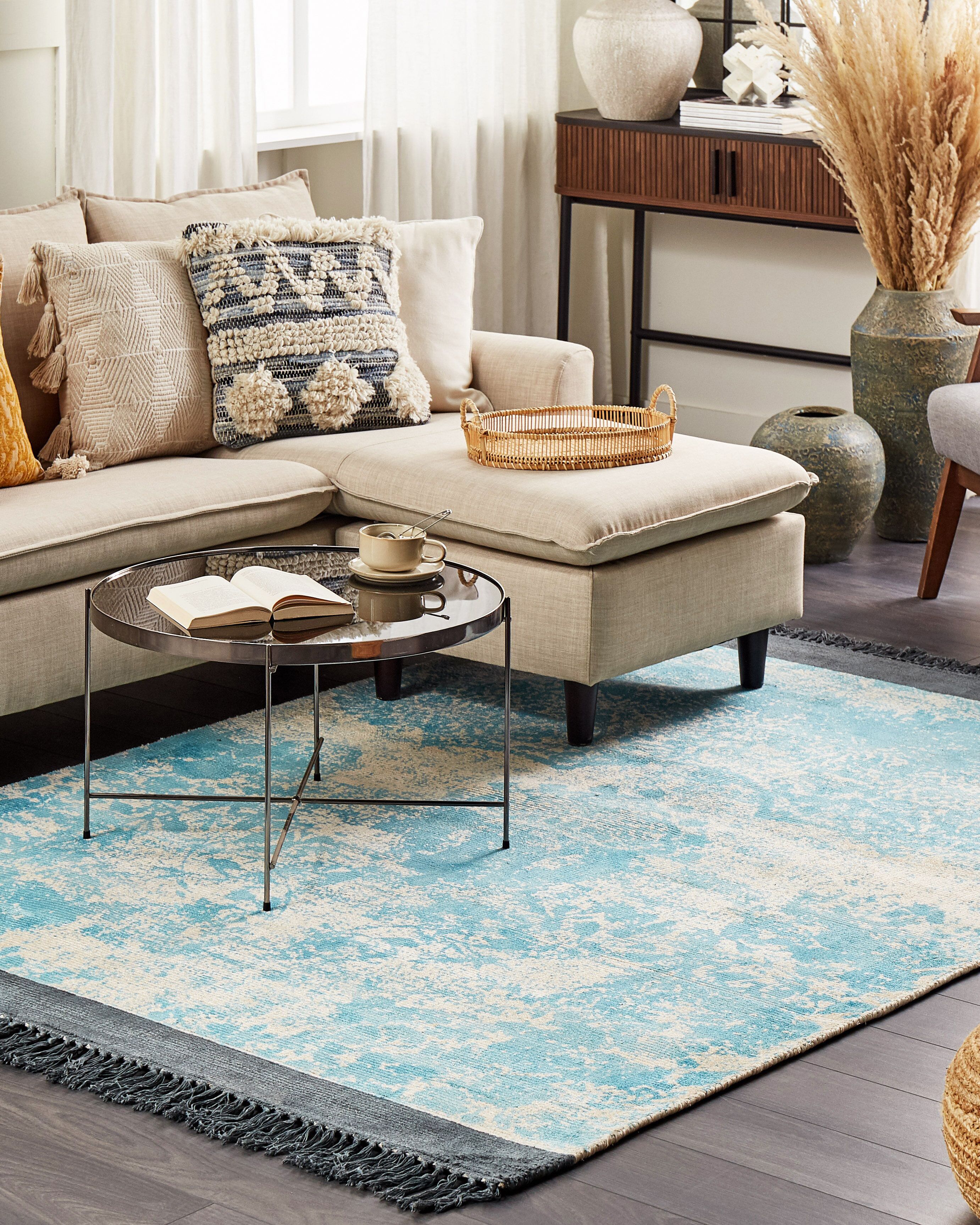 Rug AKARSU Blue 160 x 230 cm Viscose
