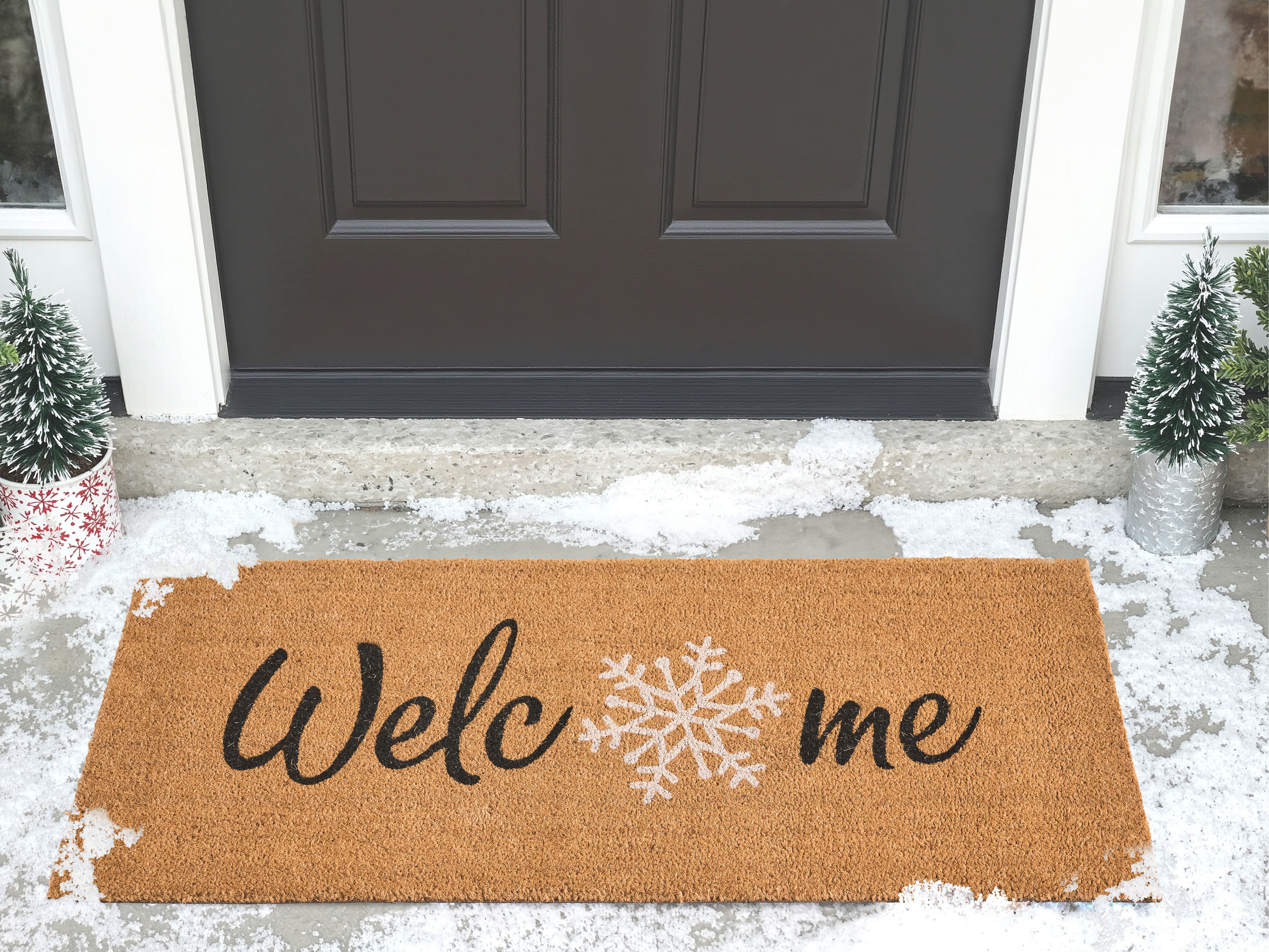 Doormat BALANACAN Natural 55 x 120 cm Christmas Motif Coir