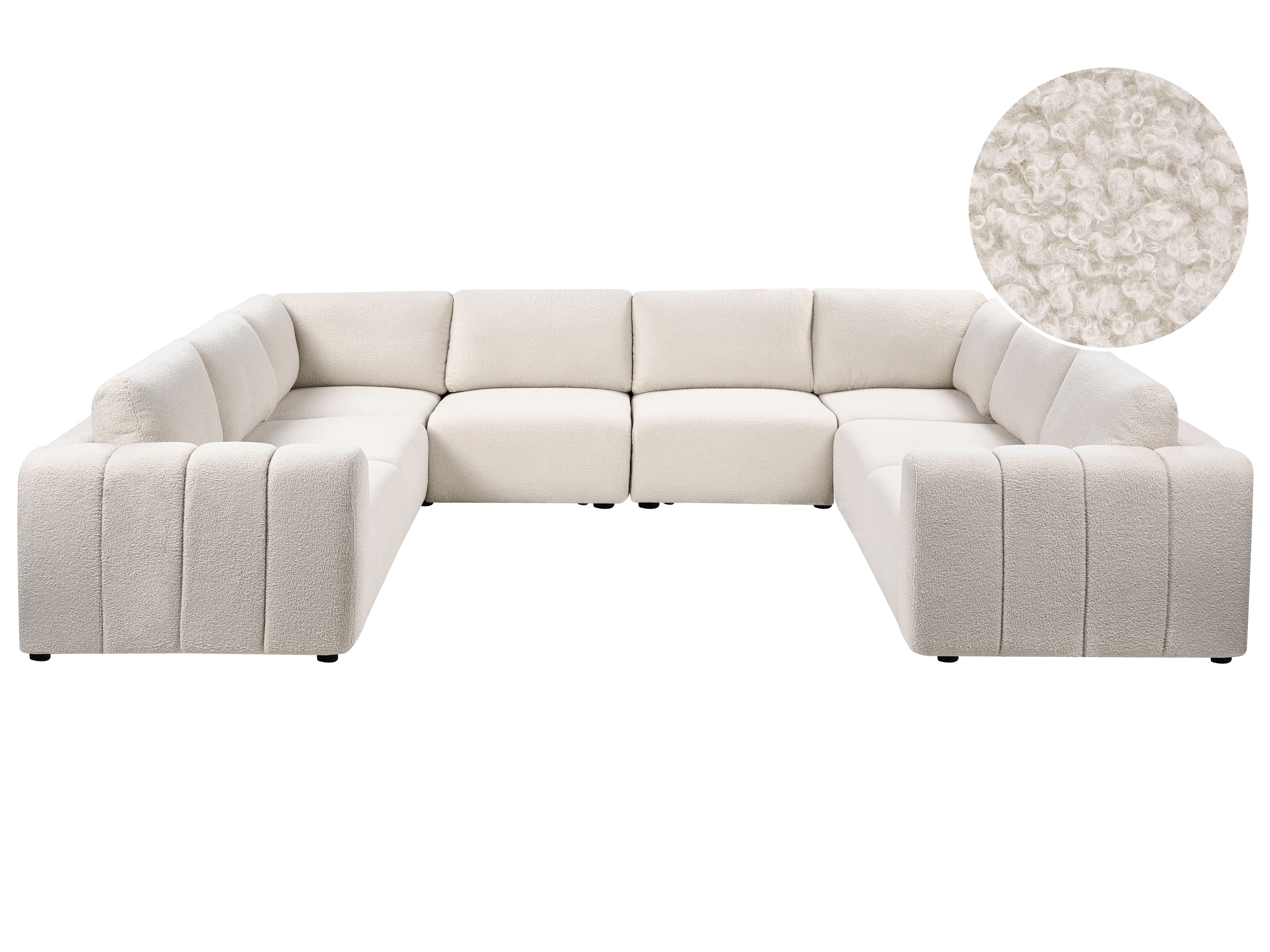 Modular U-Shape Sofa 8 Seater KIVVIK Boucle Off-White