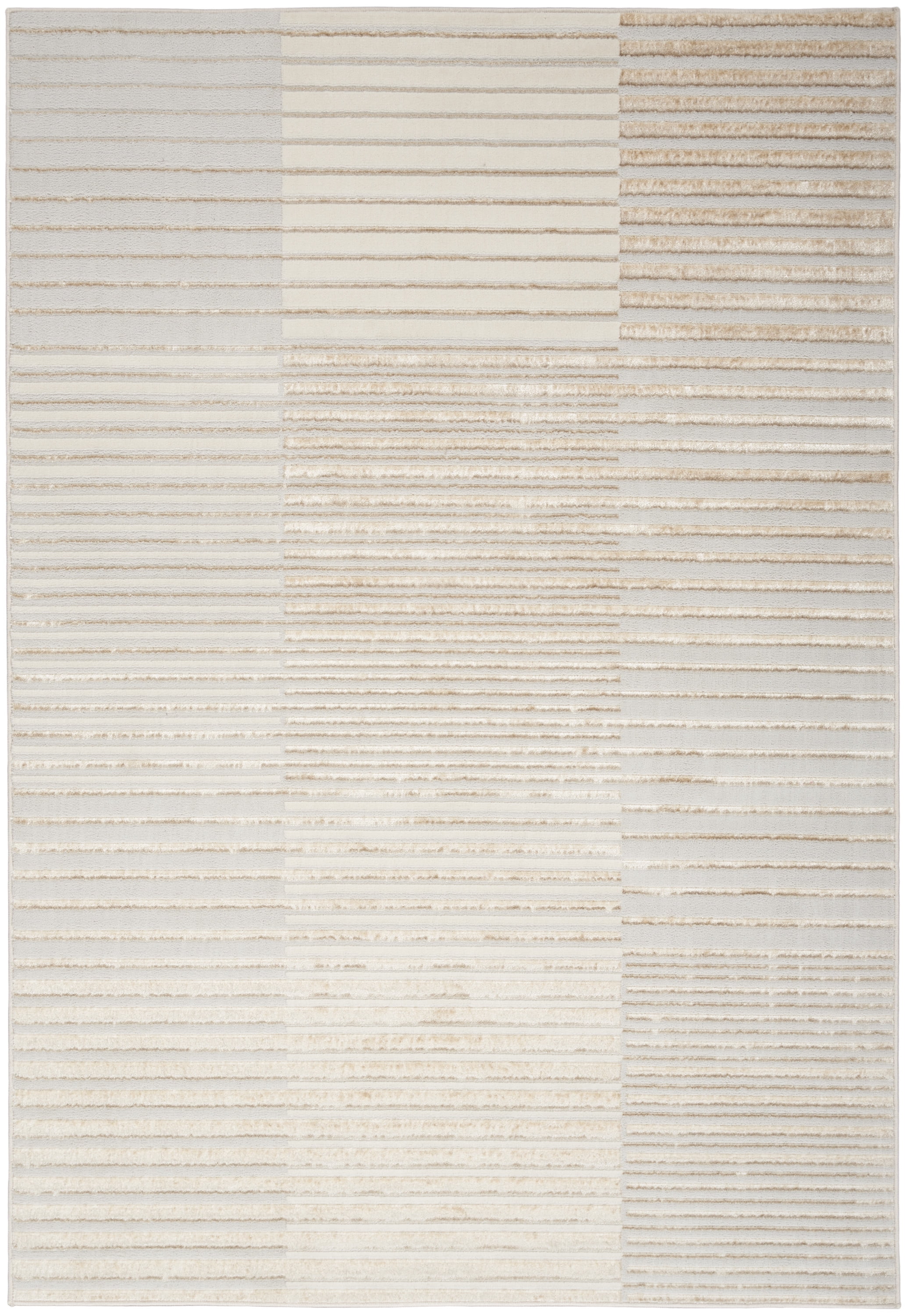Inspire Me! Home D��cor Brushstrokes Striped Beige Silver 5'3