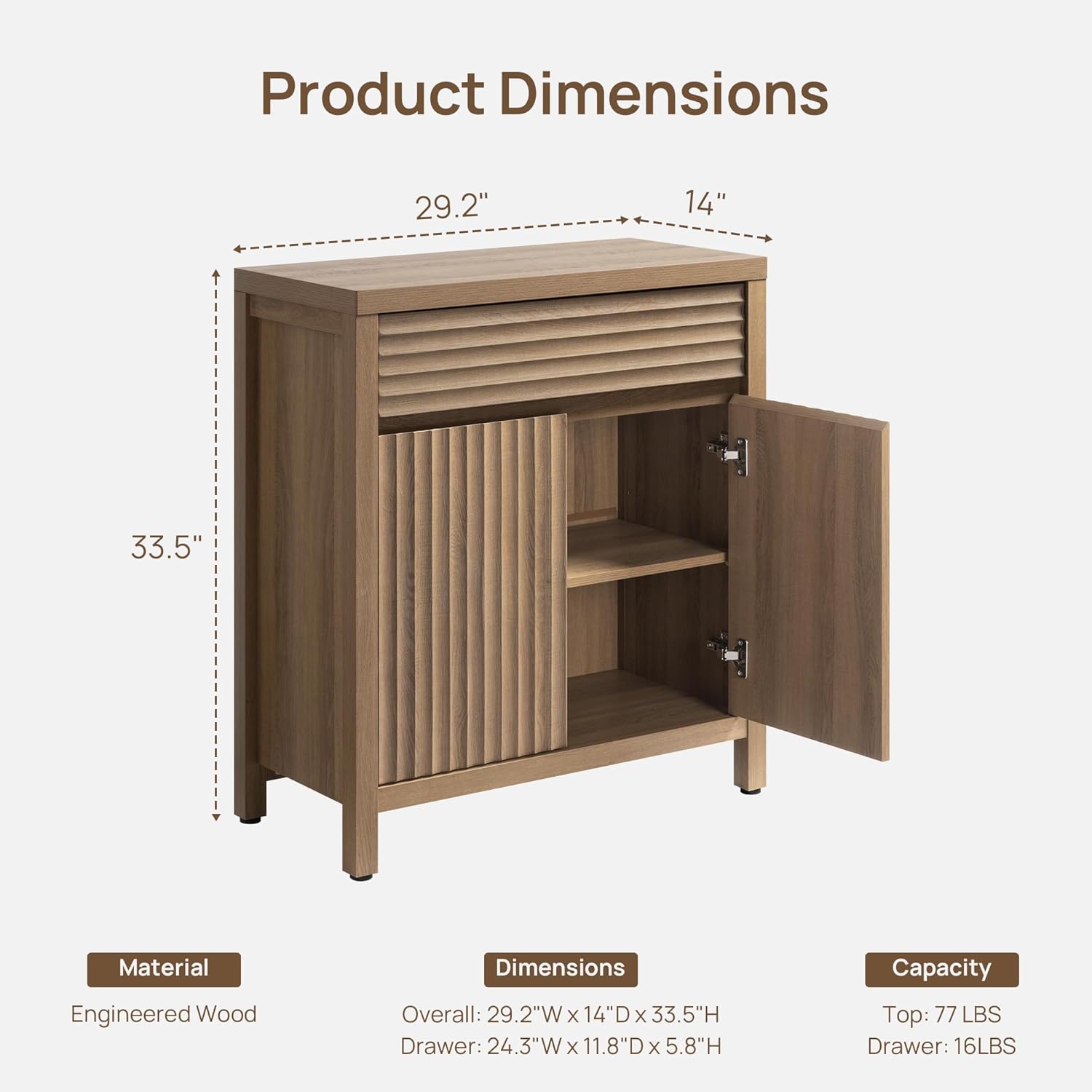 SICOTAS Fluted Buffet Cabinet with Storage - 87