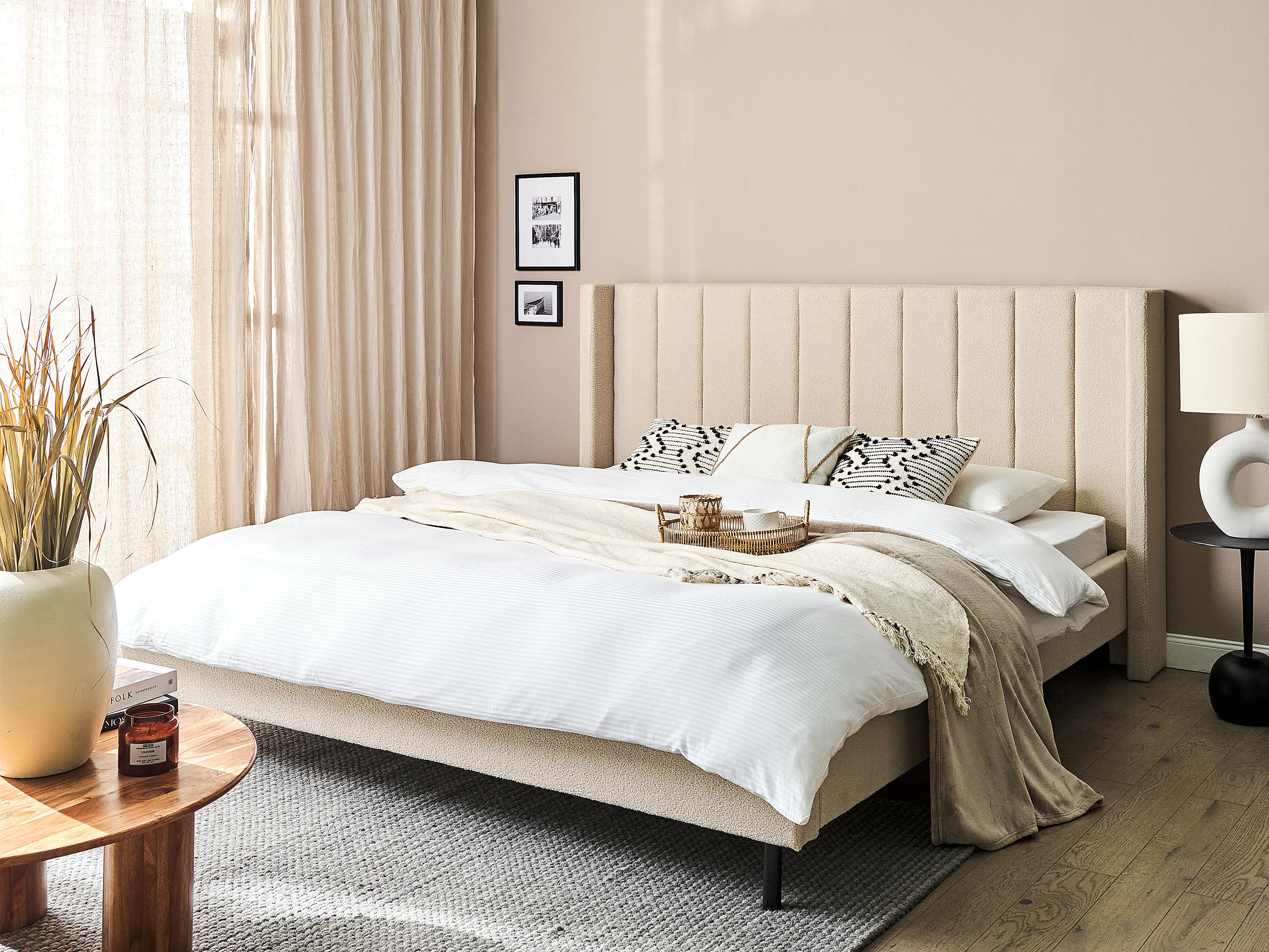 Bed Boucle VILLETTE 180 x 200 cm (EU Super King) Beige