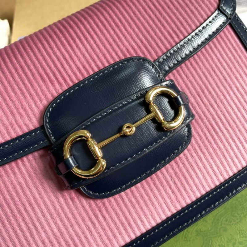 Replica Gucci Horsebit 1955 Small Bag 602204 Pink Corduroy1:1High-quality replica
