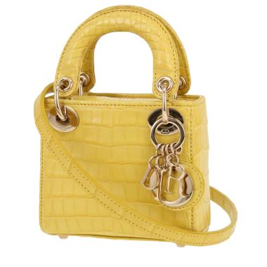 Dior Micro Lady Dior shoulder bag in yellow crocodile