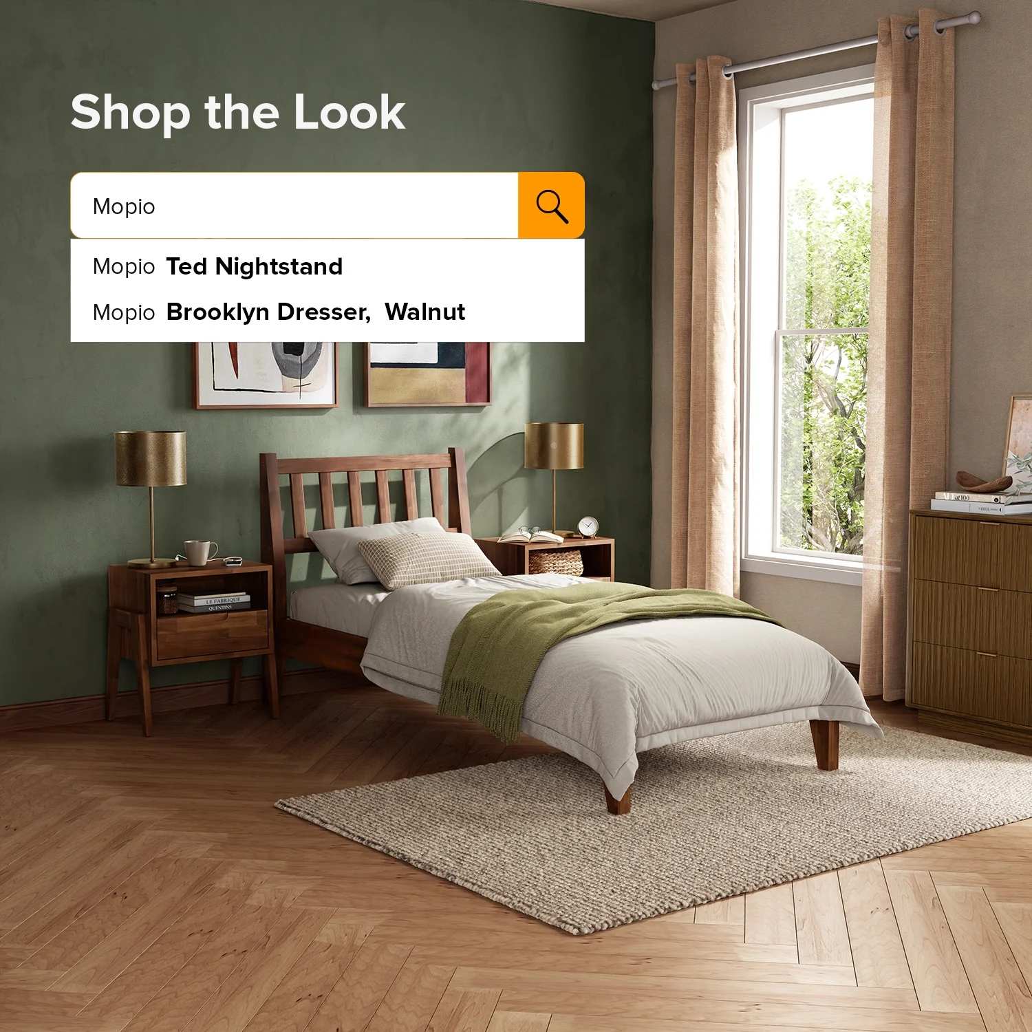 Mopio Ted Queen Bed Frame with Headboard, Full Size Bed Frame, Mid Century Modern Acacia Solid Wood Platform Bed Frame, Wooden Bed Slats, No Box Spring Needed, Double Metal Bar Support, Walnut - Image 22
