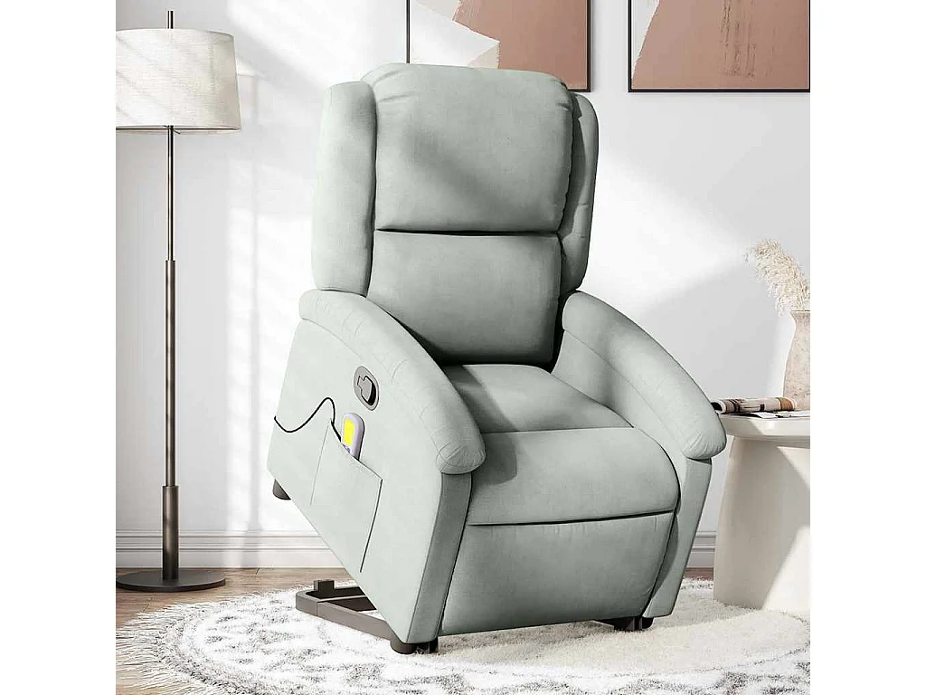 Fauteuil inclinable-Chaise de relax-Fauteuil de Massage Gris clair Velours SHL1308