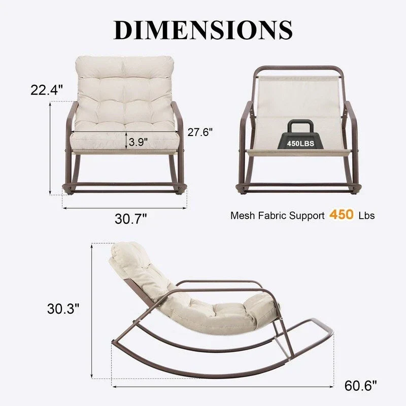 Oversized Outdoor Rocking Lounge Chair With Water-Resistant Cushions, 450 lbs Capacity - Image 13 Oversized Outdoor Rocking Lounge Chair With Water-Resistant Cushions, 450 lbs Capacity - Image 13