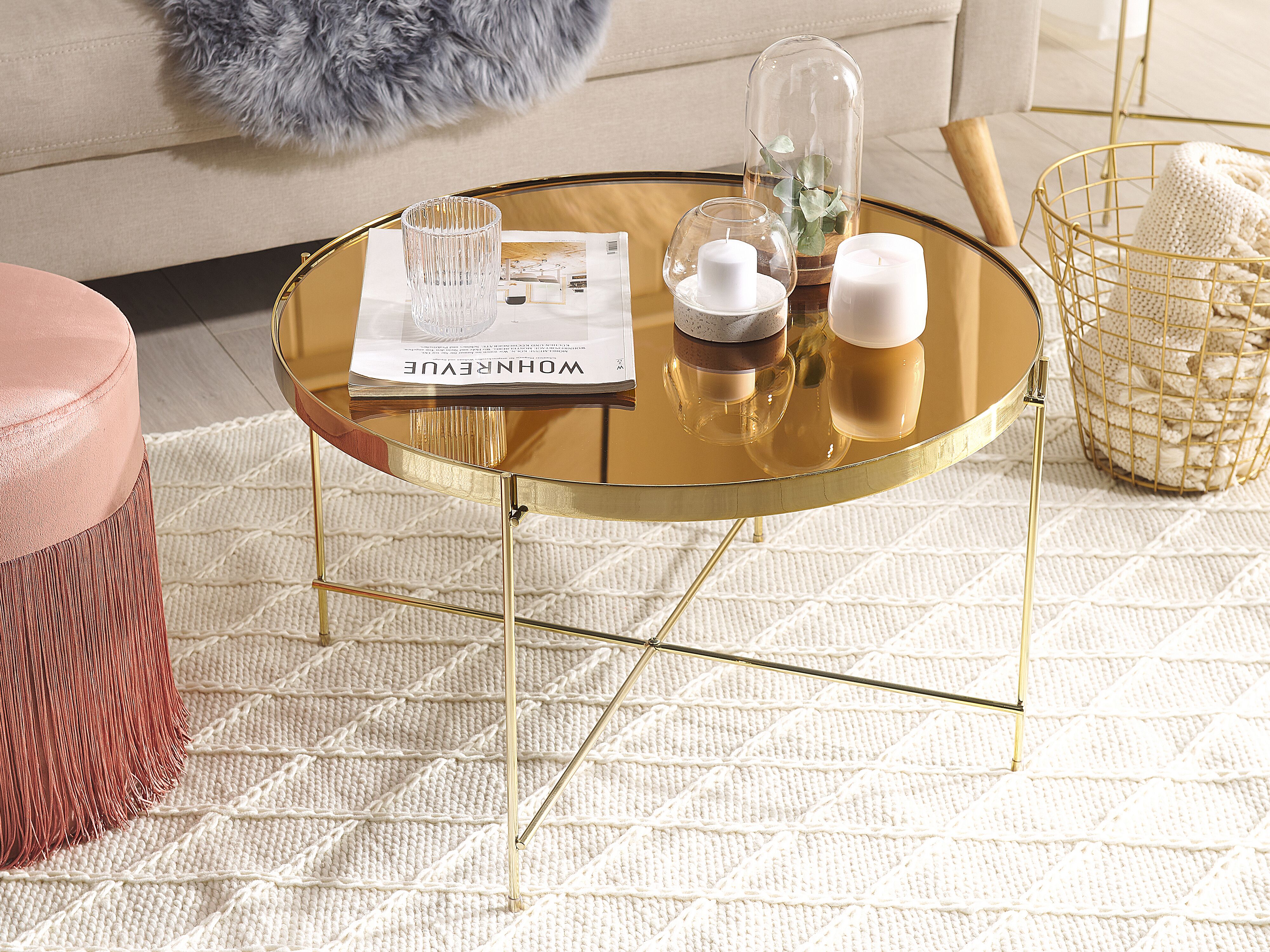Coffee Table LUCEA Tempered Glass Gold