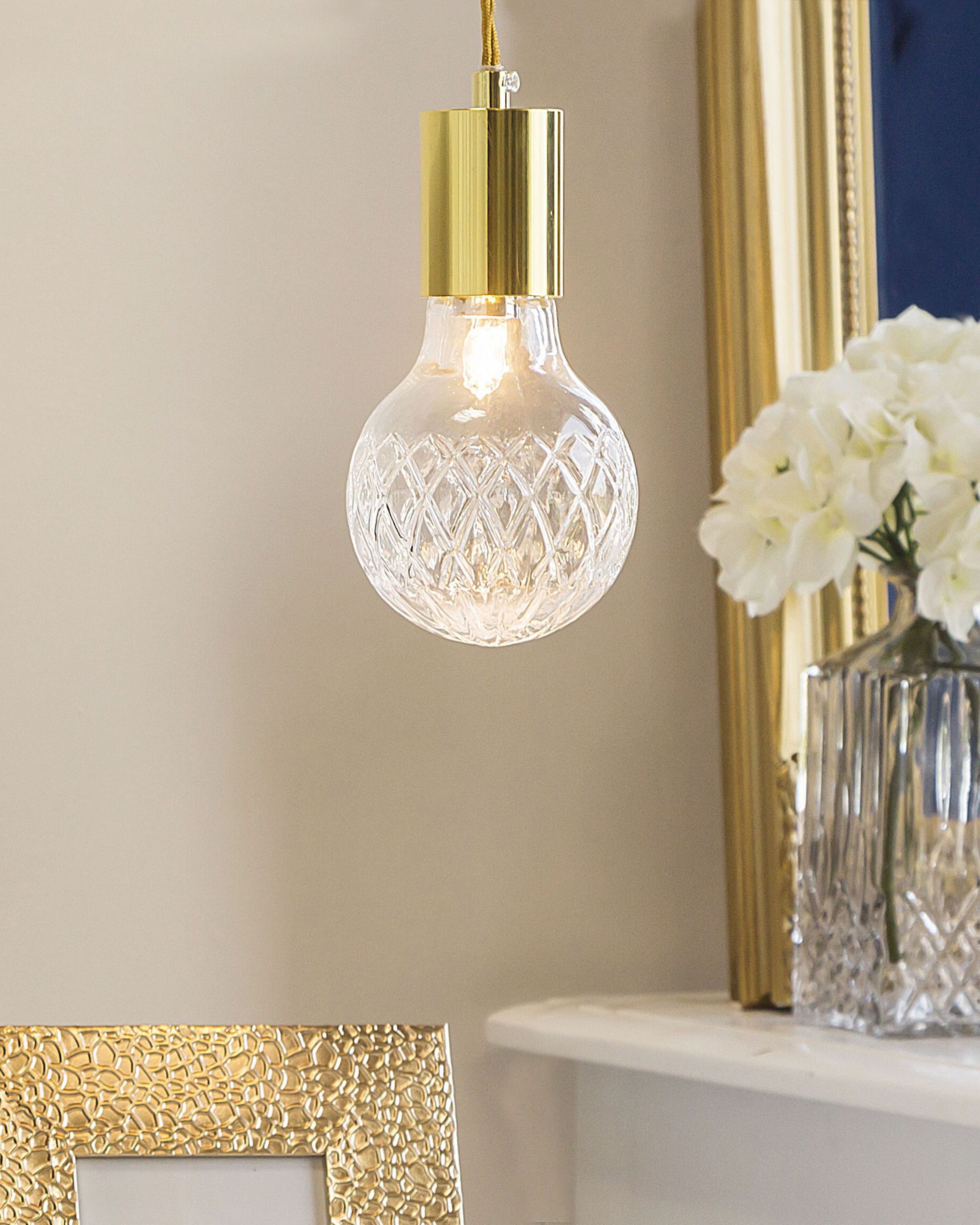 Set of 2 Pendant Lamps ANZA Glass Gold