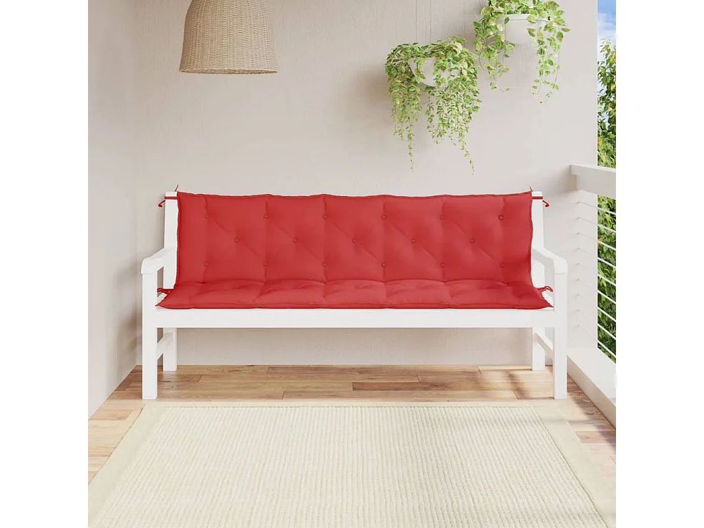 Coussins de banc jardin lot de 2 rouge 180x50x7 cm tissu Oxford