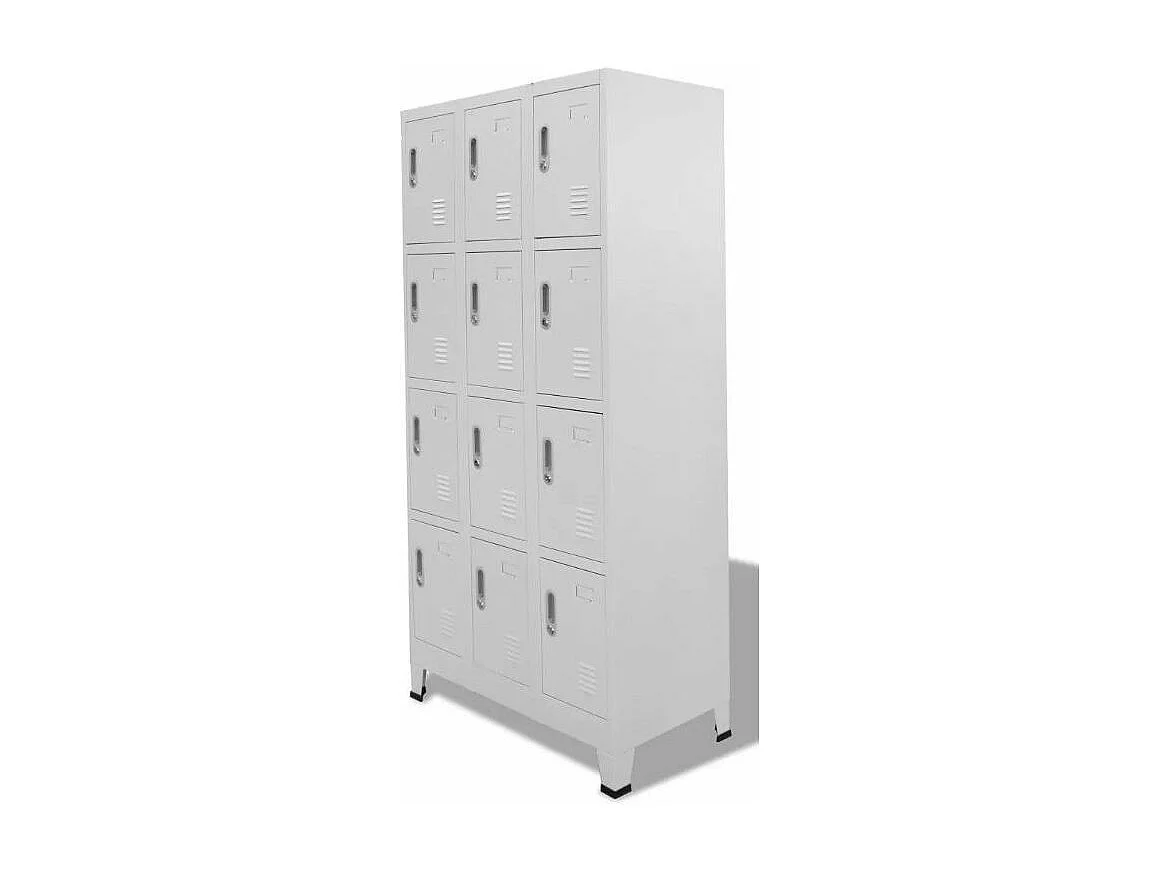 Armoire de bureau 12 portes métal gris Brook