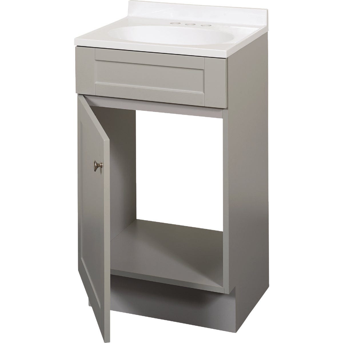 Zenith Zenna Home Cool Gray 18 In. W x 35 In. H x 16 In. D Shaker Vanity with White Cultured Marble Top
