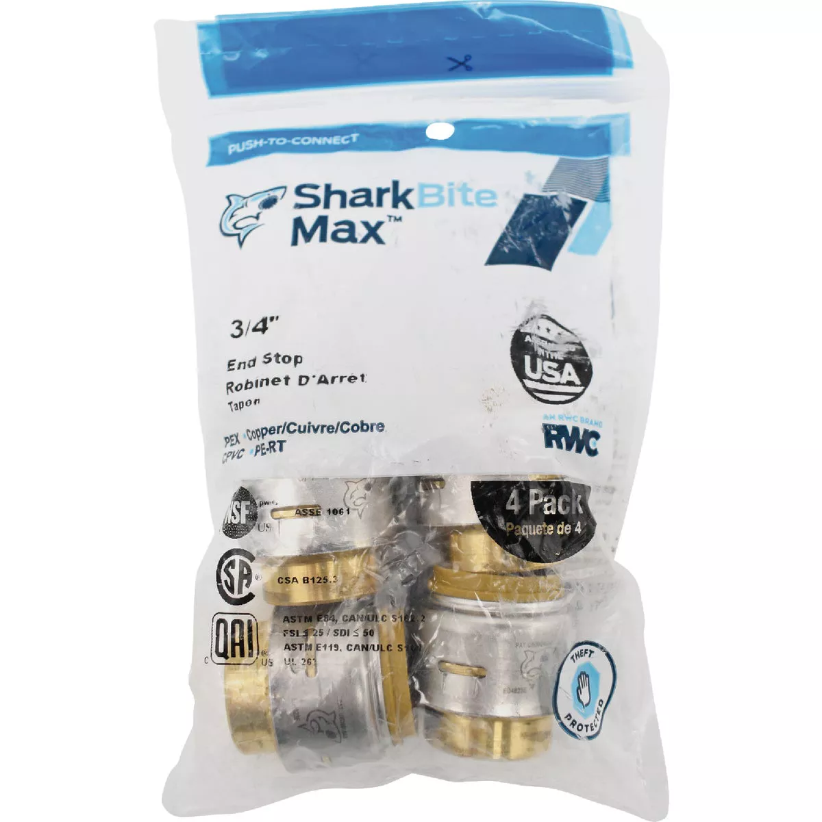 SharkBite 3/4 In. Push-to-Connect Brass End Push Cap (4-Pack)