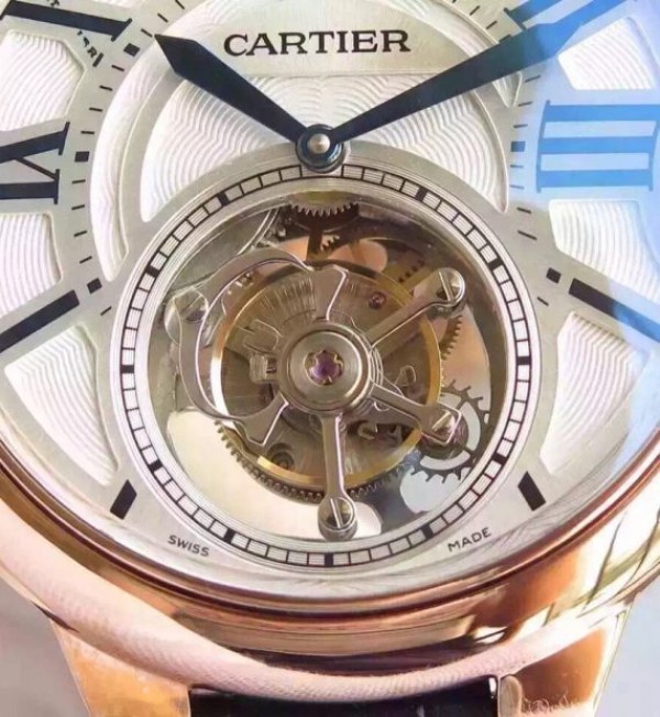 Replica Cartier Ballon de Cartier 46MM Tourbillon RG White Dial Leather Strap Flying Tour - Top club