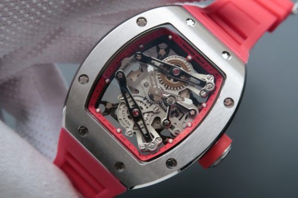 Replica Richard Mille RM038 SS Red Inner Bezel Skeleton Dial Red Rubber Strap Jap Quartz - Elite Watch Atelier