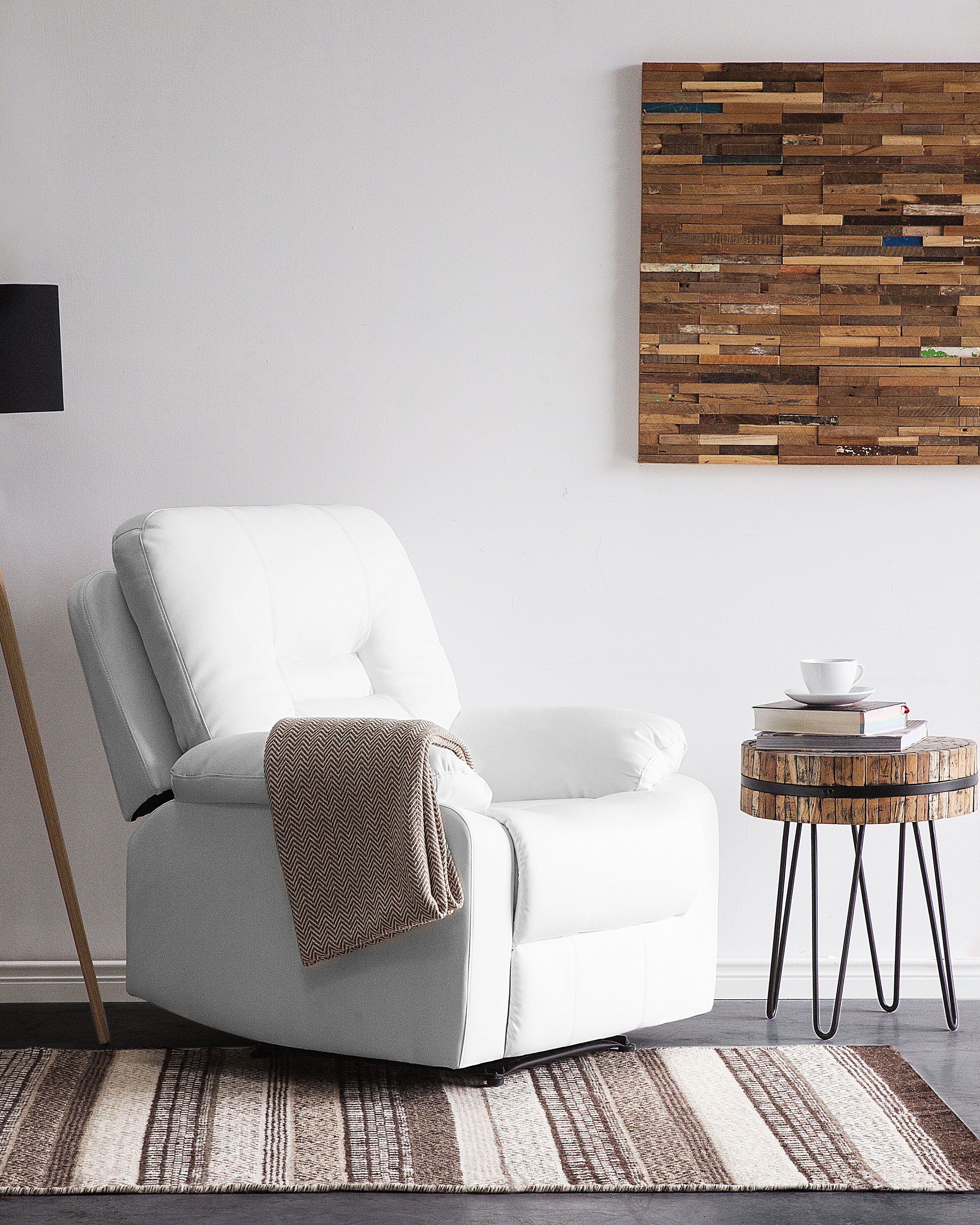 Recliner Chair BERGEN with Footrest Faux Leather White