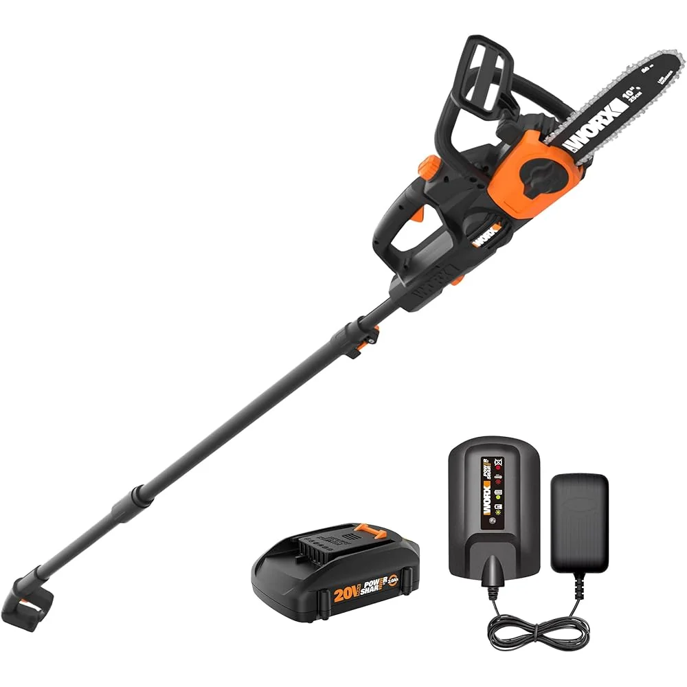 Worx 20V Power Share 10 in Cordless Pole Chain Saw With Battery And Charger - WG323 Worx 20V Power Share 10 in Cordless Pole Chain Saw With Battery And Charger - WG323