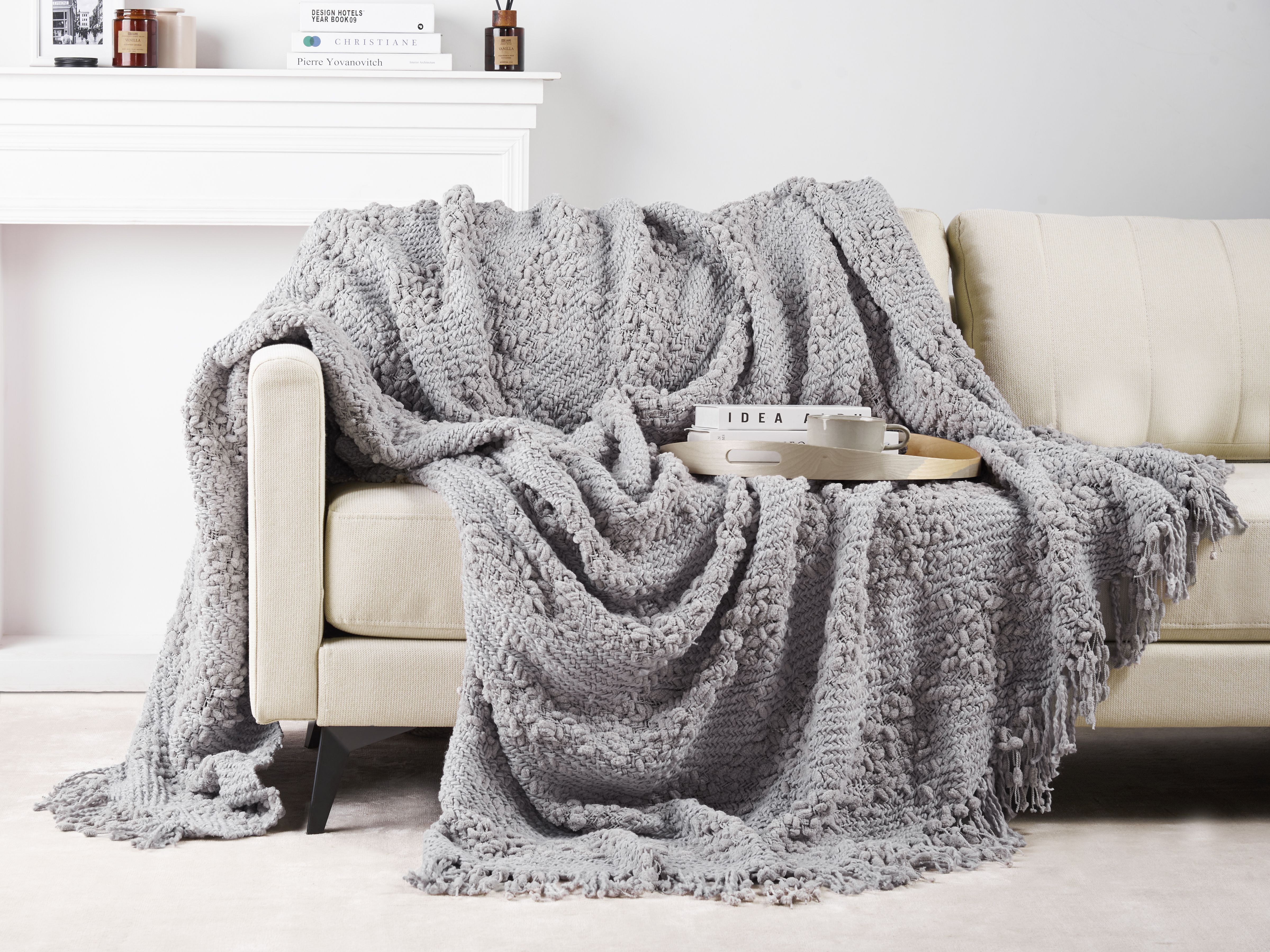 Blanket VELLA Cotton 220 x 240 cm Grey