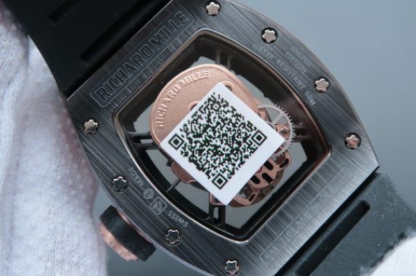 Replica Richard Mille RM052 Black Ceramic Gold Skull Dial Black Rubber Strap MIYOTA8215 - Top club